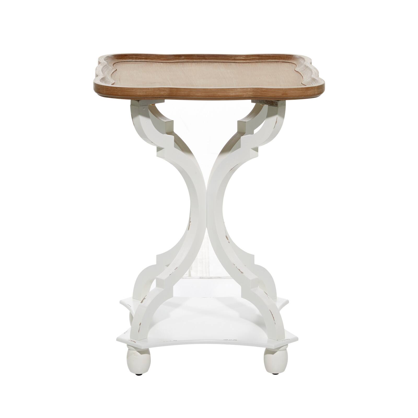 25" White Farmhouse Wood Accent Table