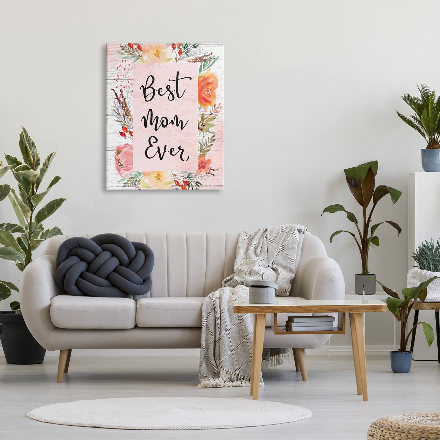 Stupell Industries Best Mom Ever Floral Family Canvas Wall Art