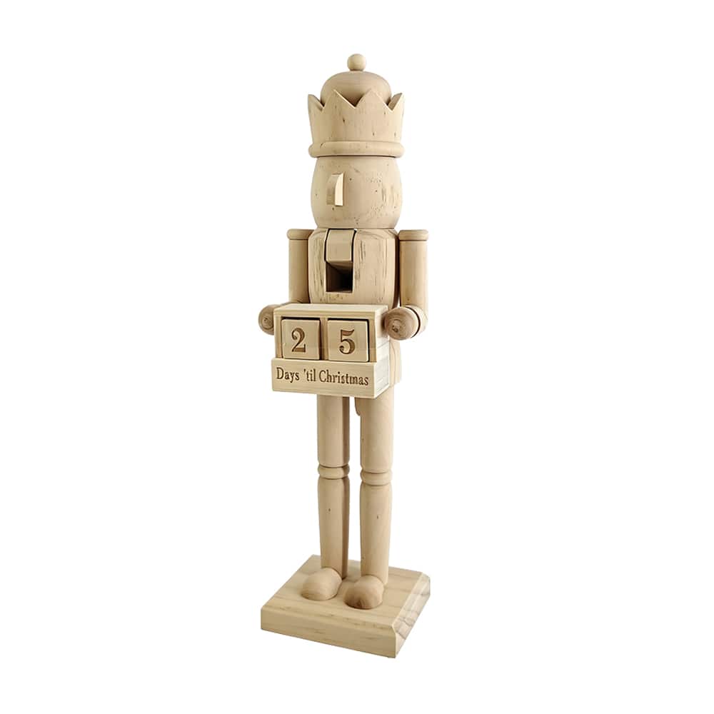 14" King DIY Pinewood Nutcracker with Countdown by Make Market®