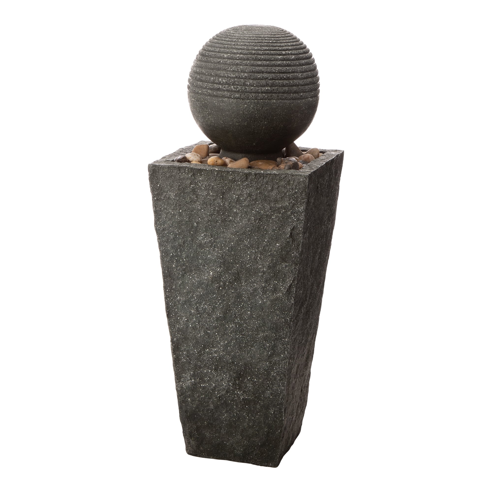 Glitzhome® 32" Polyresin Rippling Floating Sphere Outdoor Fountain with LED Light