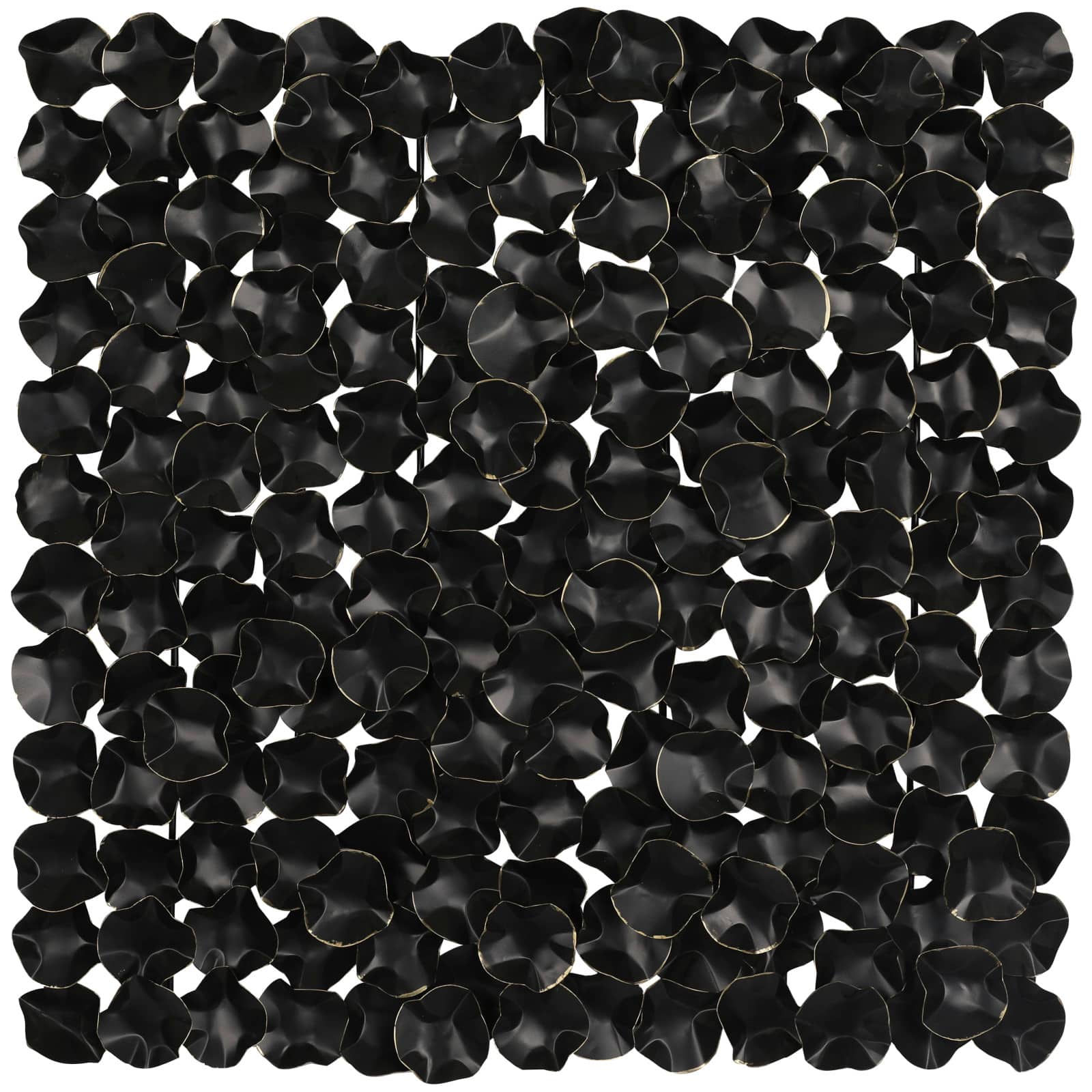 Black Metal Overlapping Folded Circle Abstract Wall Decor with Gold Accents 