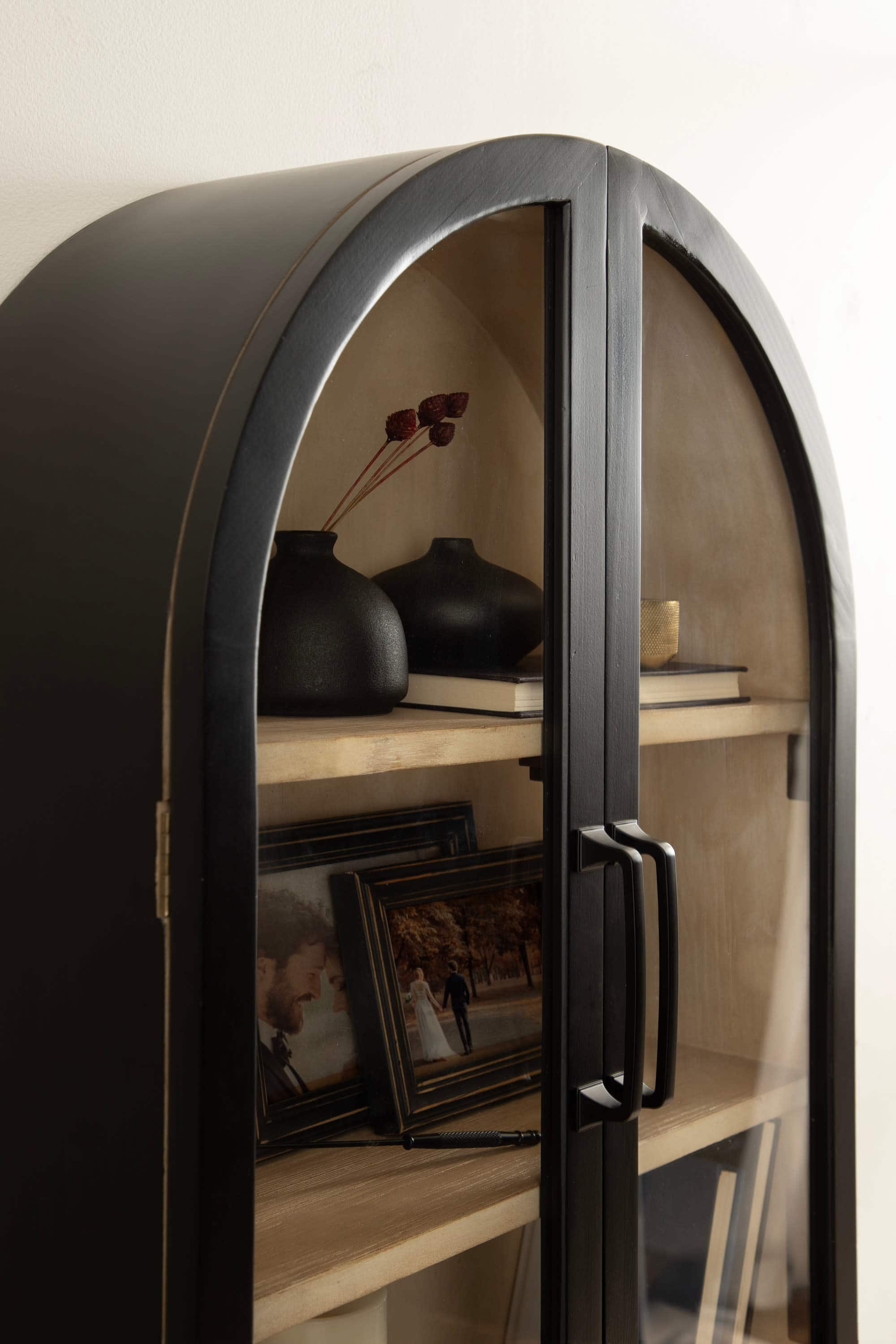 Kate and Laurel Arcott Arch Three Shelf Wall Cabinet