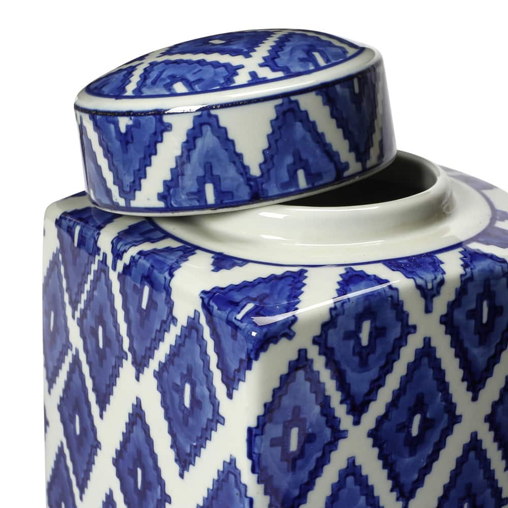 Hello Honey® 8.5" Blue and White Decorative Ginger Jar