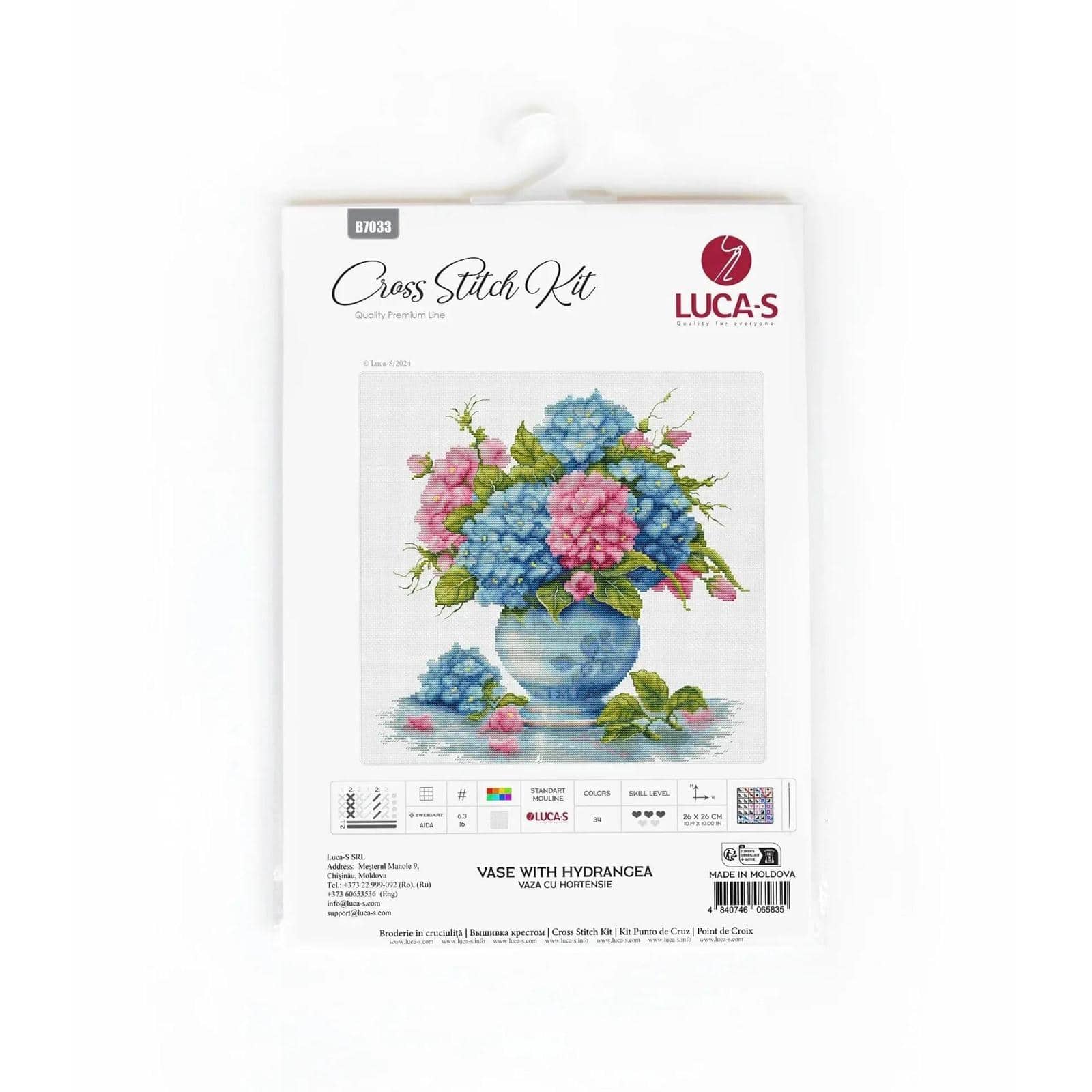 Luca-S Vase with Hydrangea Counted Cross Stitch Kit