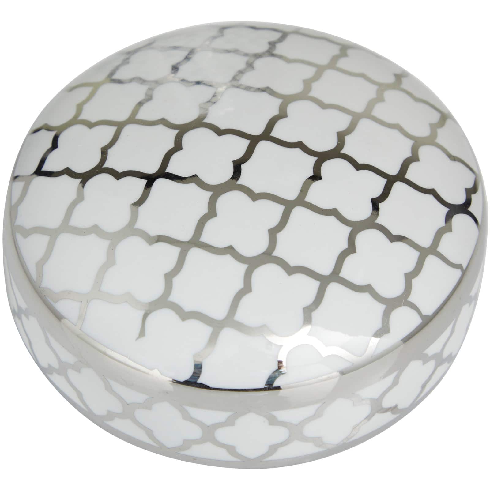 Silver & White Ceramic Geometric Decorative Jars Set