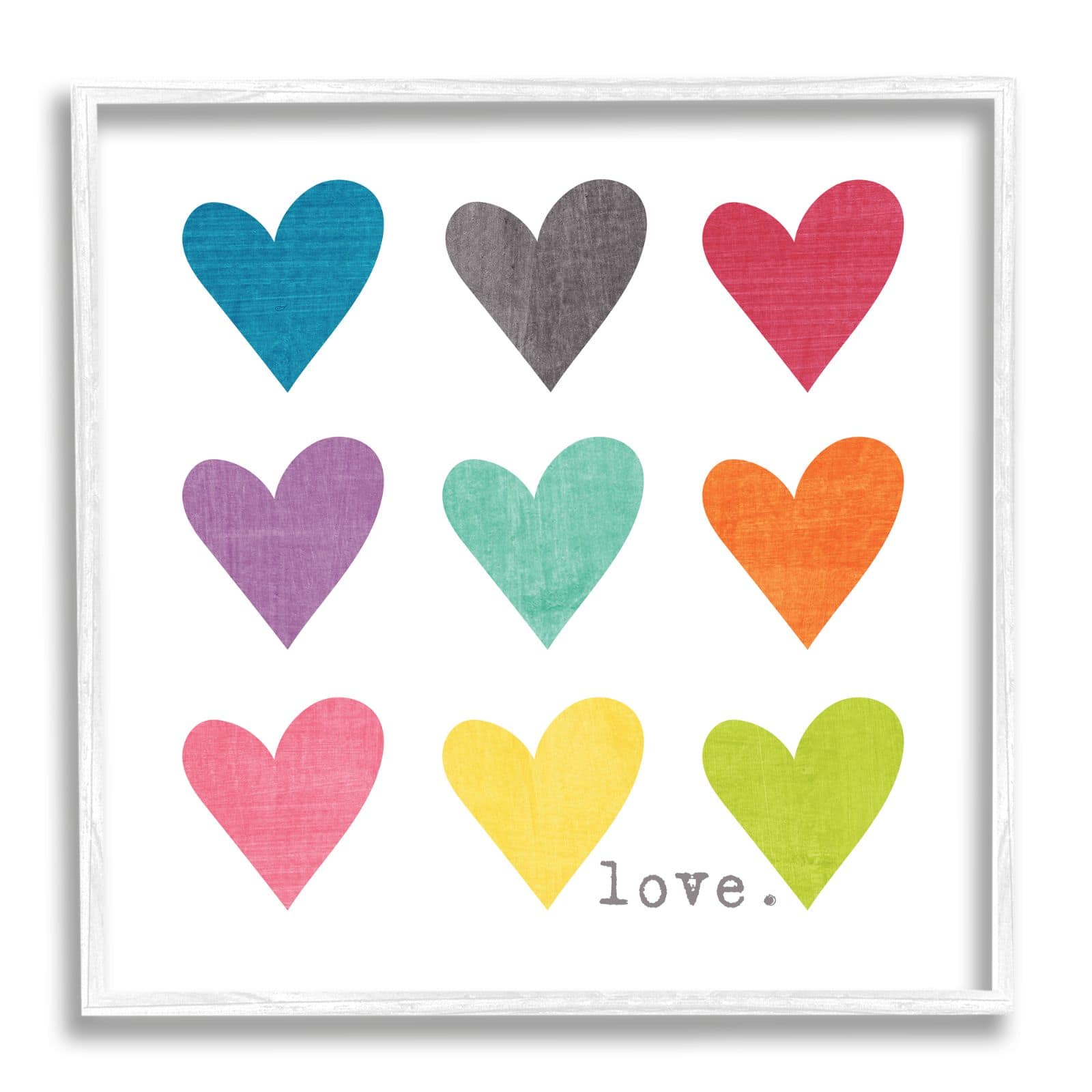 Stupell Industries Watercolor Cute Hearts Love Framed Wall Art