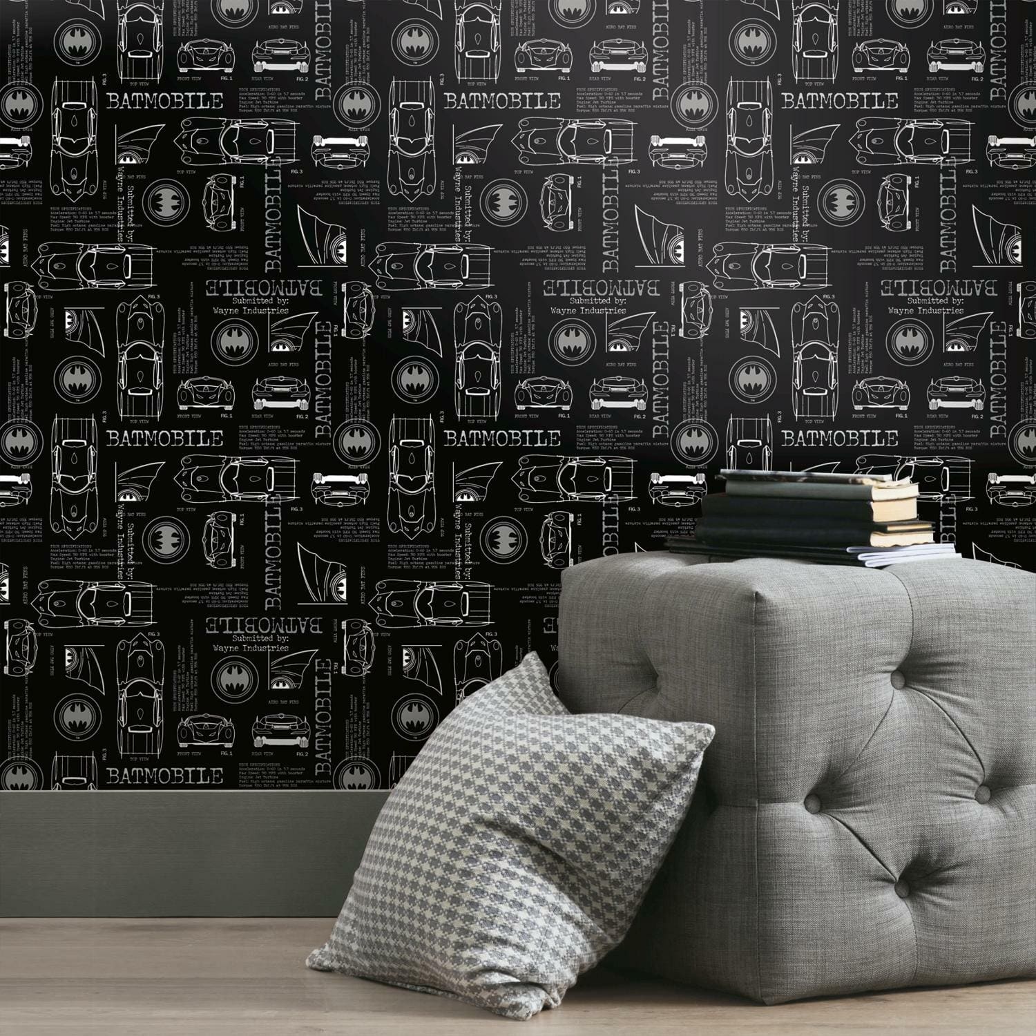 RoomMates Batmobile Blueprint Peel & Stick Wallpaper