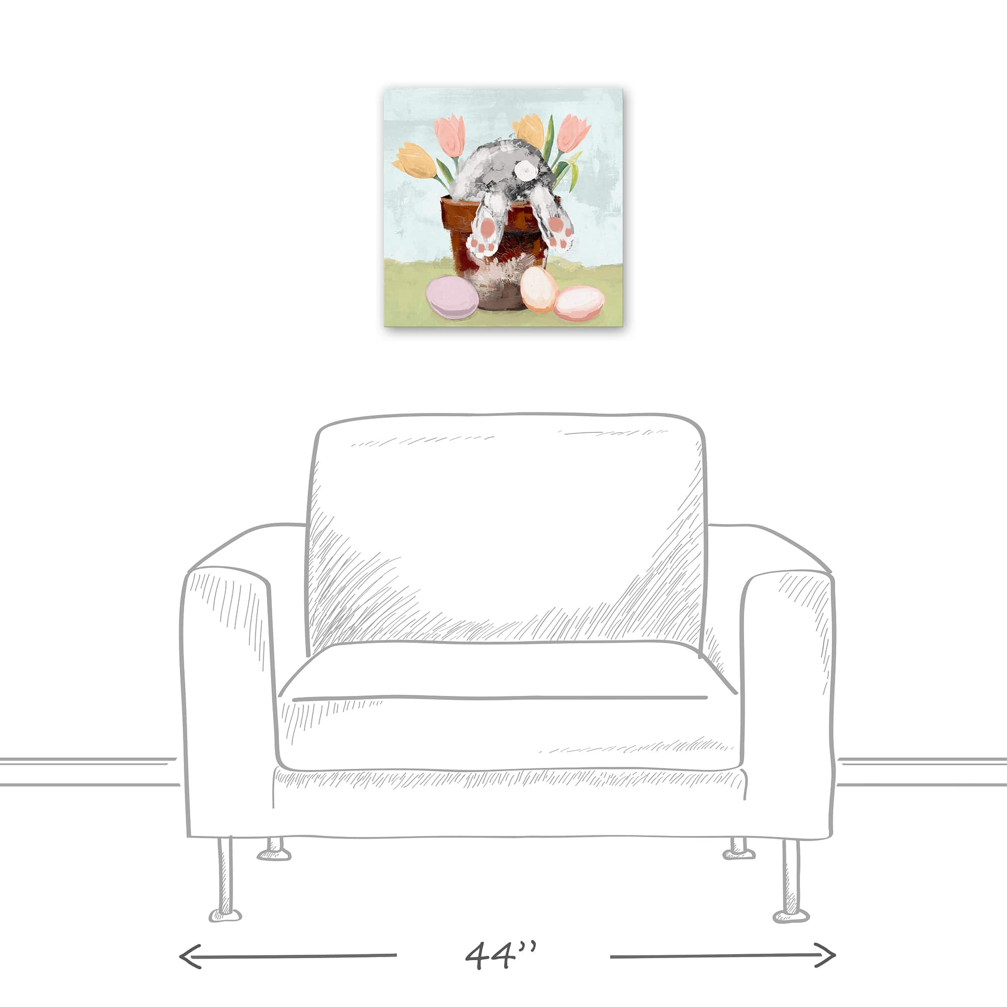 Bunny in Pot 16" x 16" Canvas Wall Art