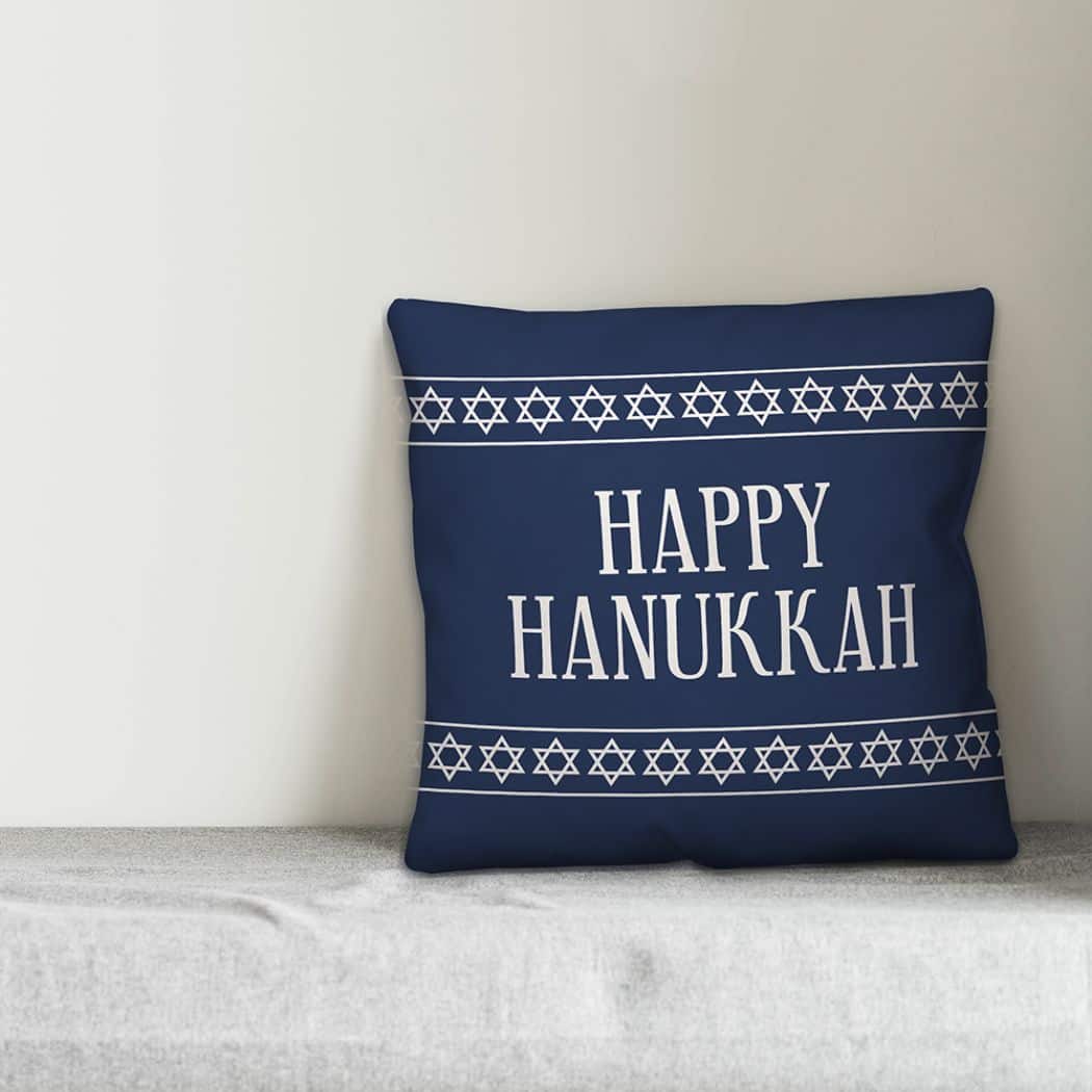 Happy Hanukkah Stars 18x18 Spun Poly Pillow