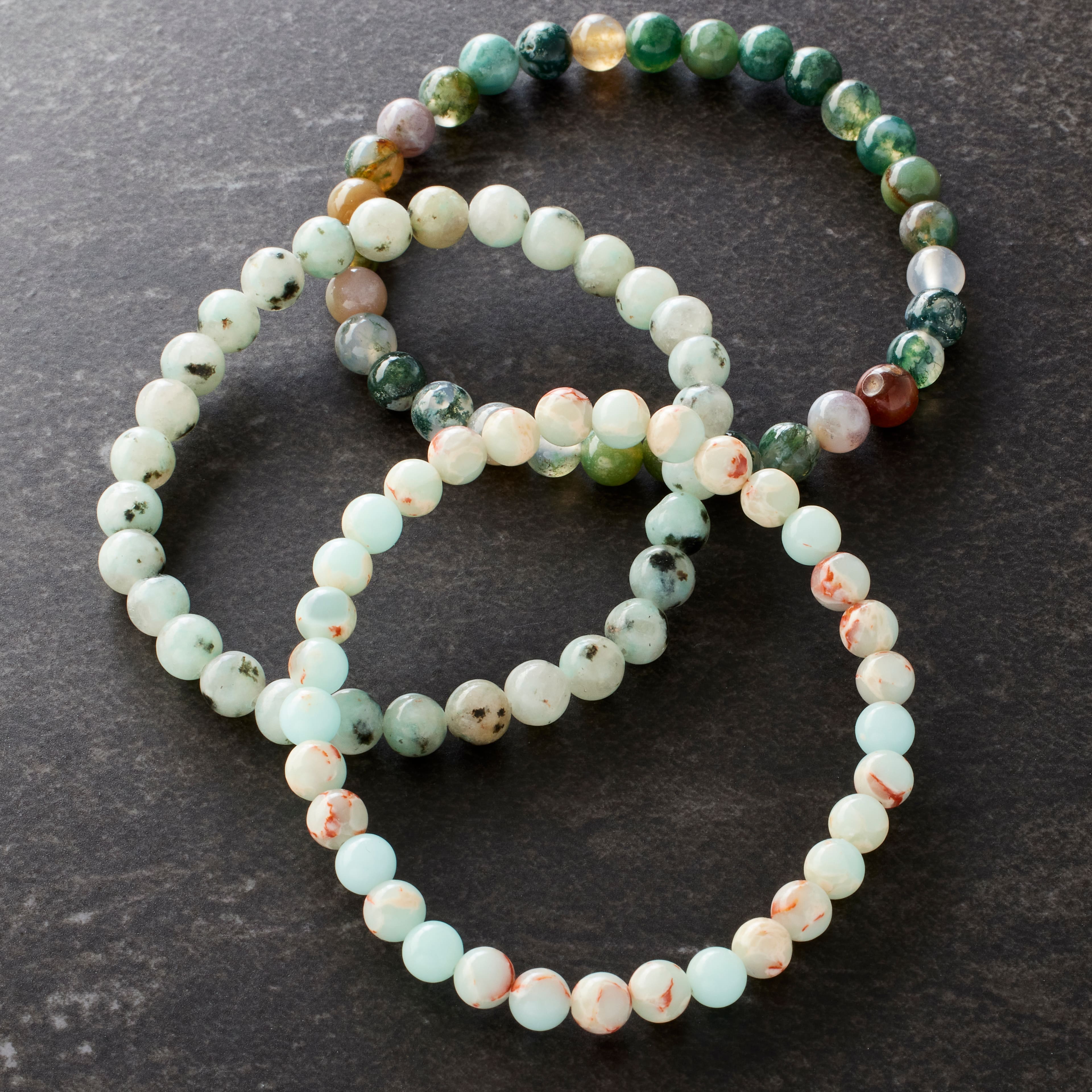 Signature Color Shop Fancy Jasper, Kiwi and Serpentine Beaded Bracelets By Bead Landing™