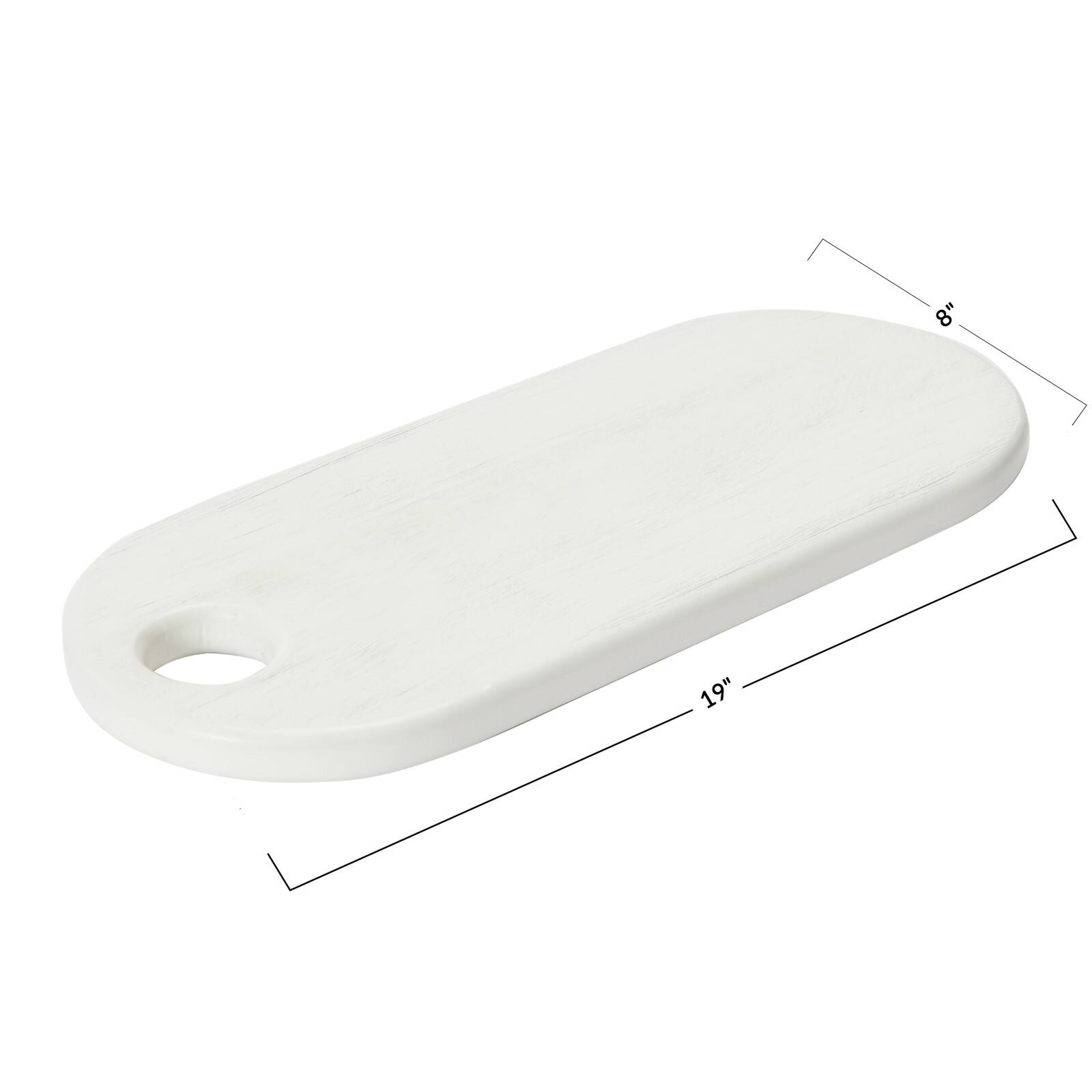Hello Honey® 19" Textured White Acacia Wood Cheese/Serving Board