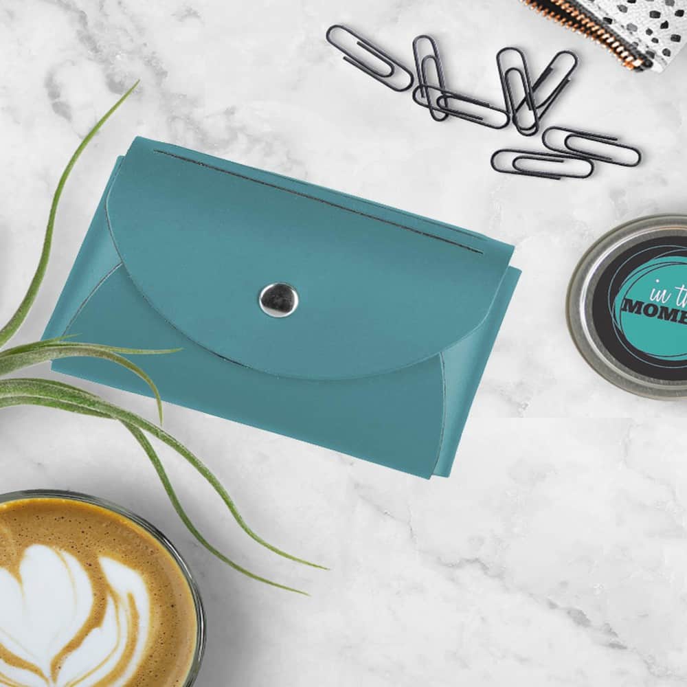 JAM Paper Italian Leather Business Card Holder Case with Round Flap