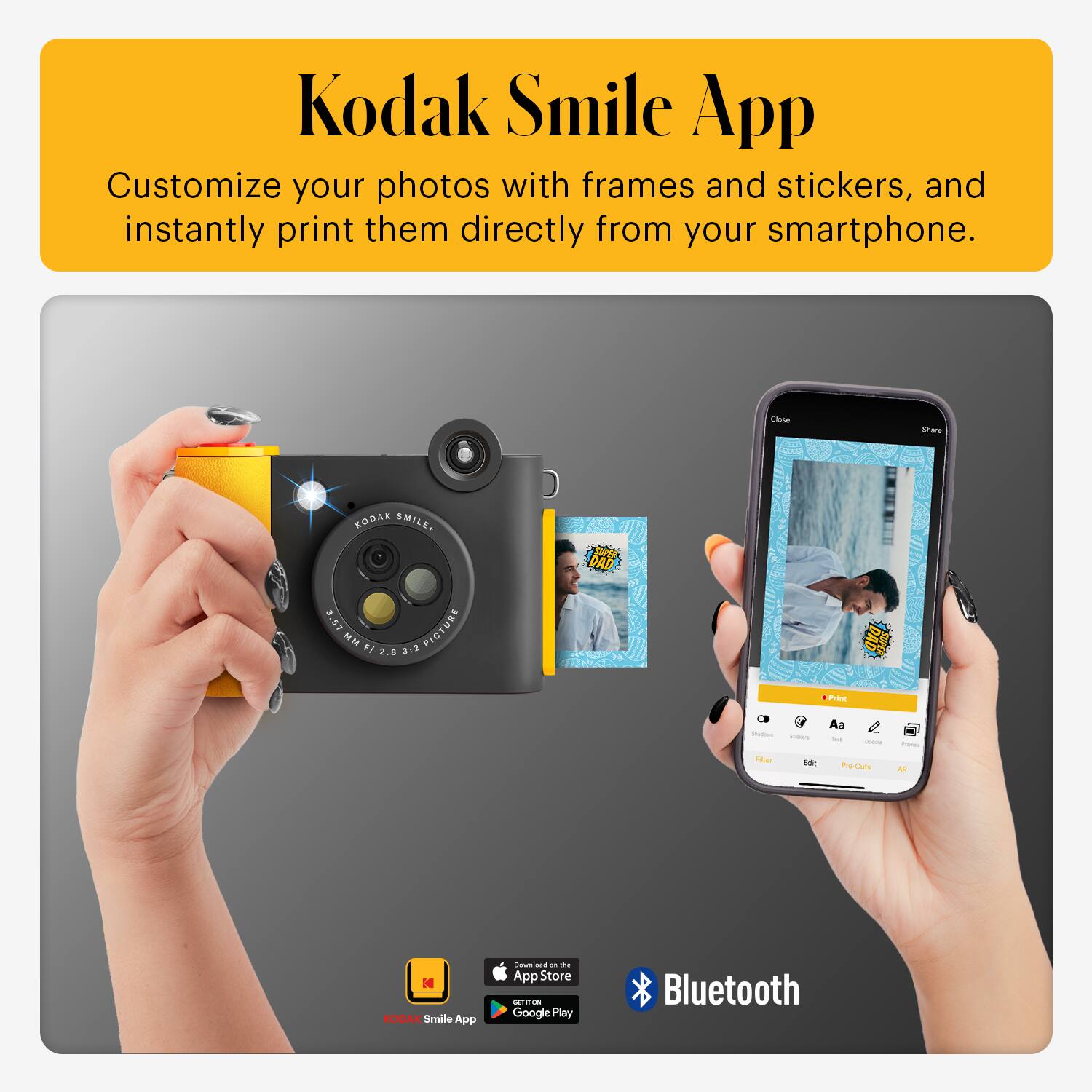 KODAK Smile+ Black Wireless Digital Instant Print Camera