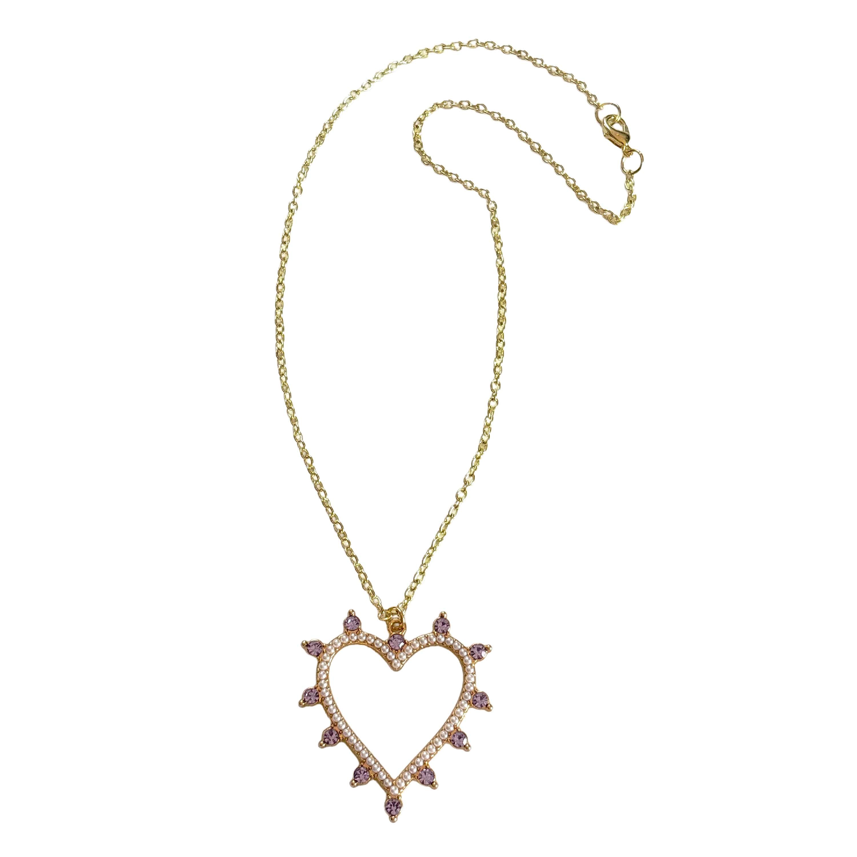 Gold, Rhinestone & Pearl Metal Heart Pendant by Bead Landing™