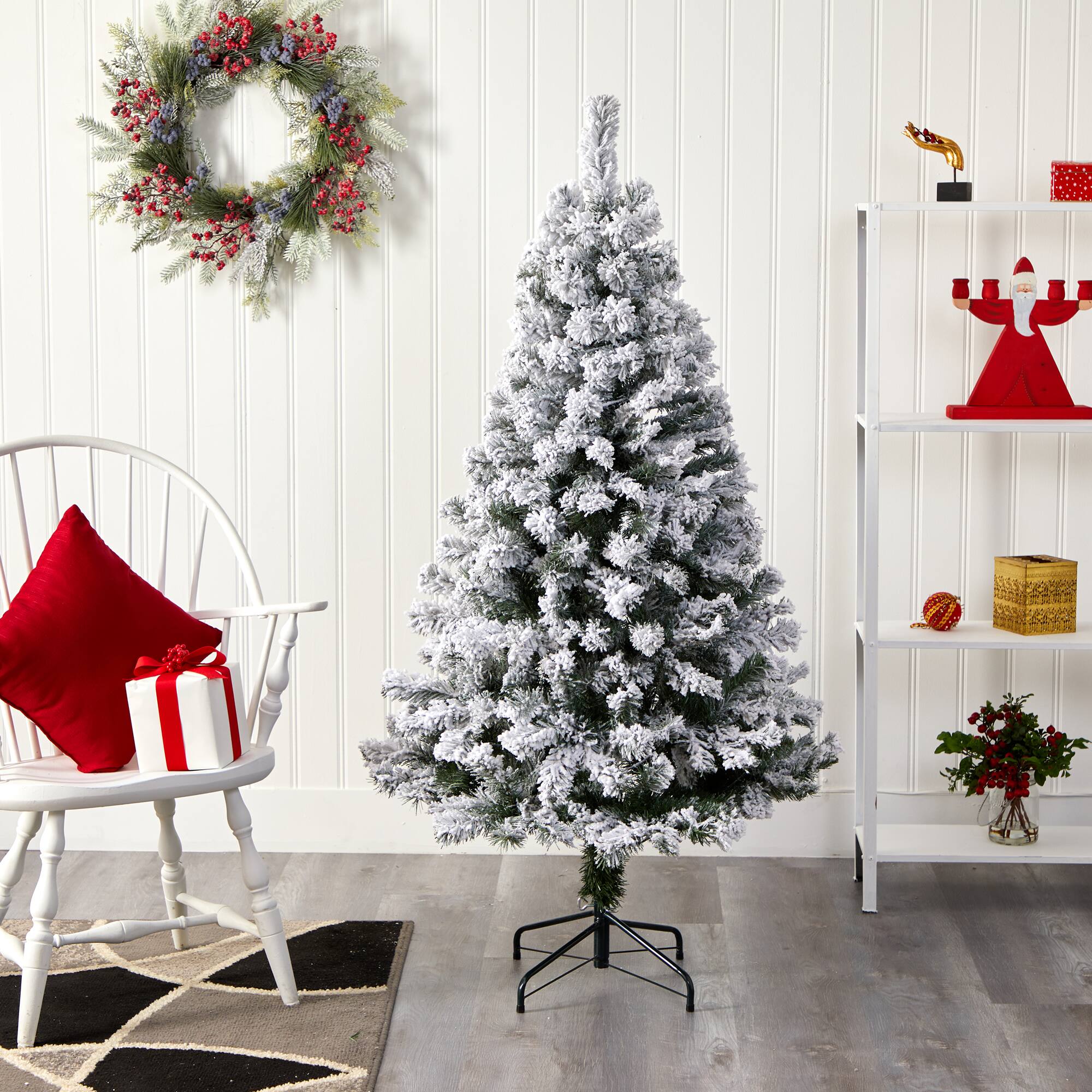 5ft. Unlit Flocked West Virginia Fir Artificial Christmas Tree