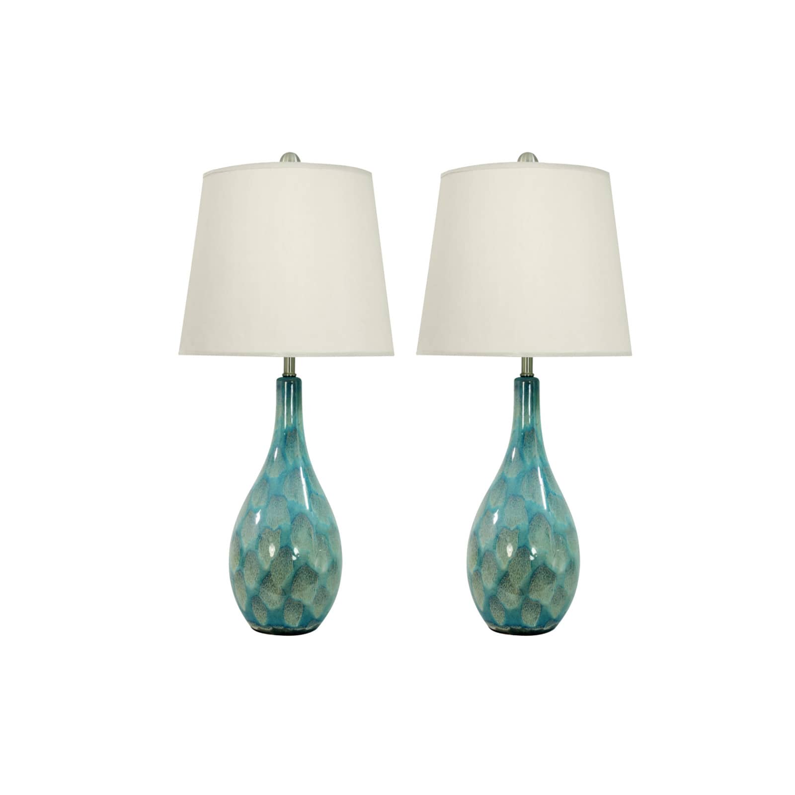 32" Turquoise Ceramic Coastal Table Lamp, 2ct.