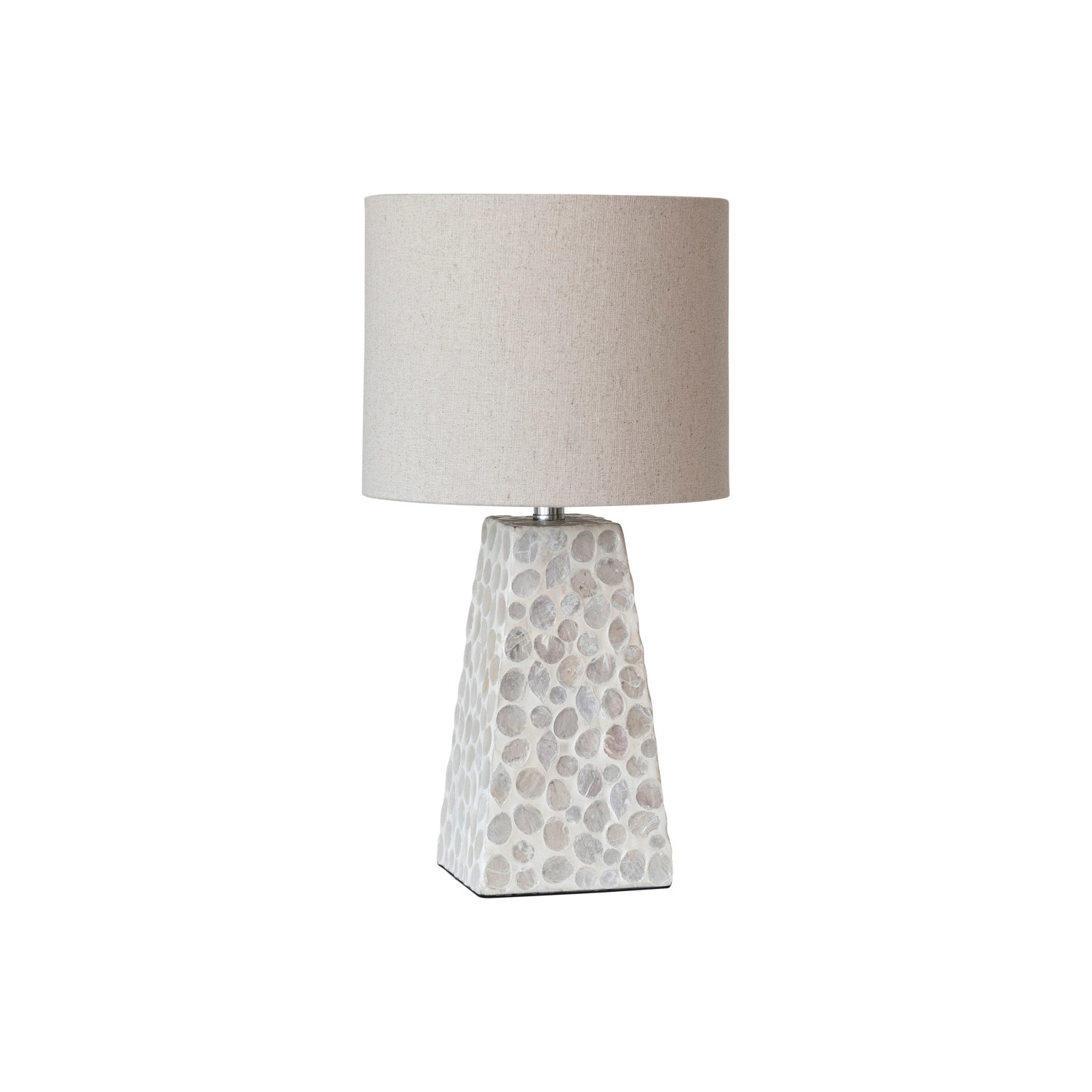 Hello Honey® 18" White Capiz & Reclaimed Wood Table Lamp with Linen Shade, 2ct.