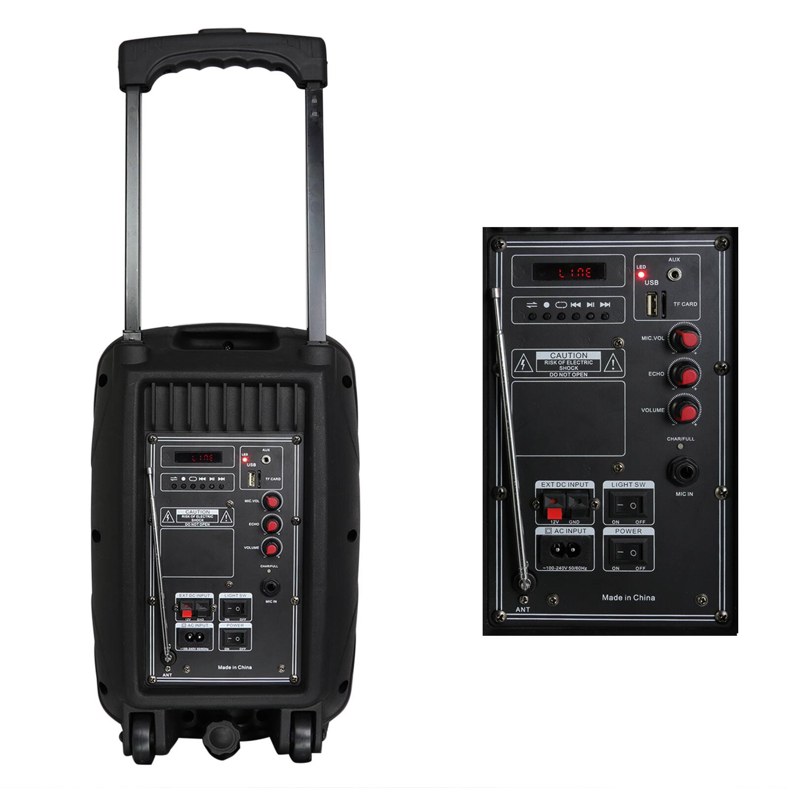 beFree Sound 8" 400 Watt Bluetooth Portable Party PA Speaker System With Illuminating Lights
