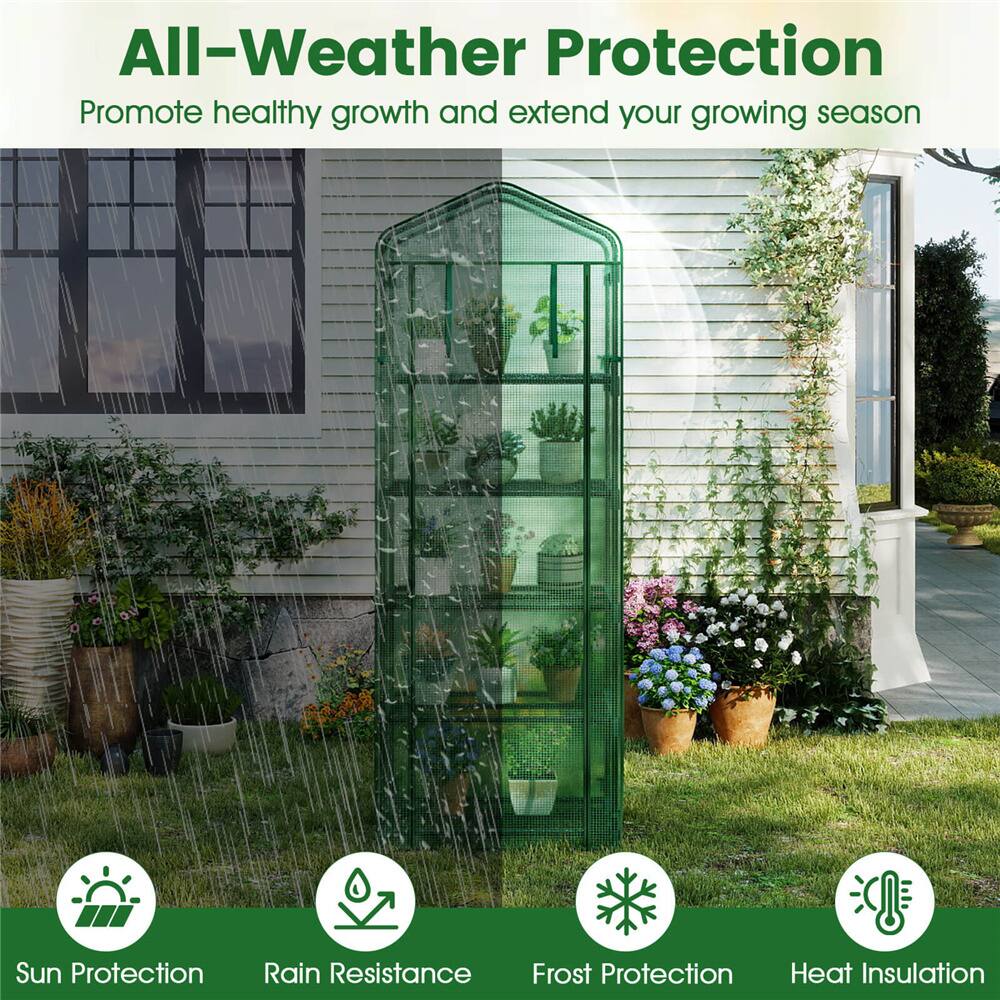 Costway 27" x 19" x 75" Mini Greenhouse with 5 Tier Shelves