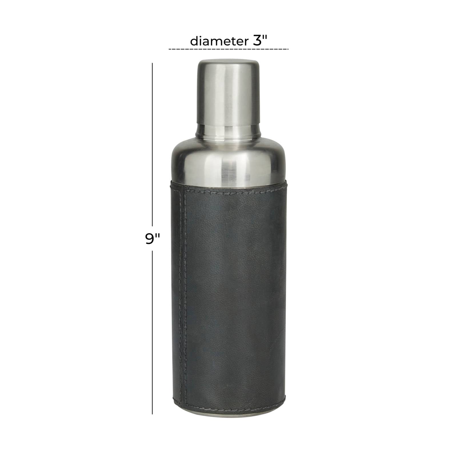 Dark Blue Modern Cocktail Shaker, 3" x 3" x 9"