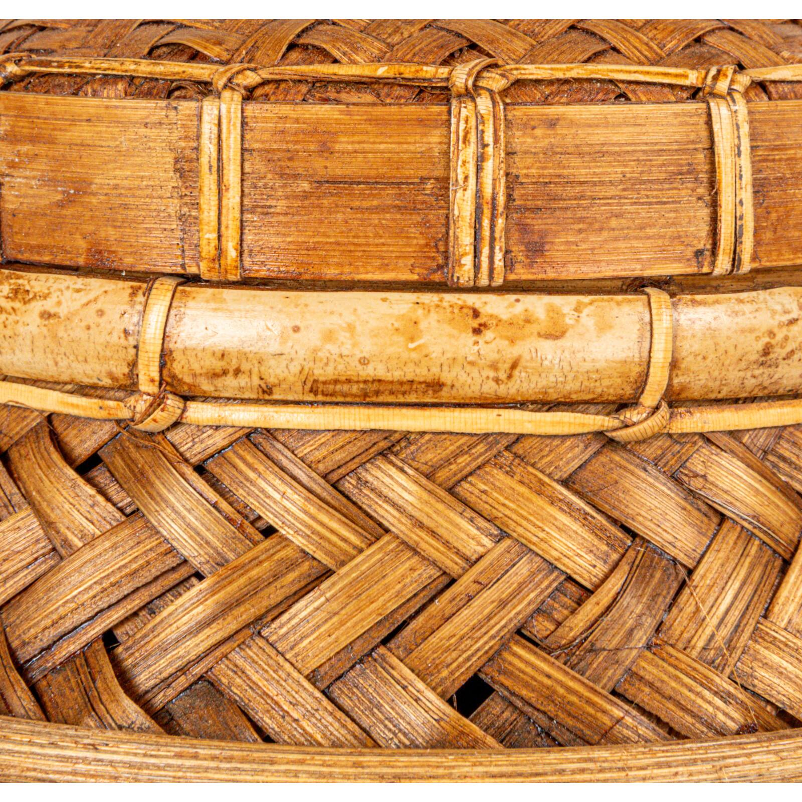 Hello Honey® 19" Natural Artisanal Bamboo & Rattan Lidded Container