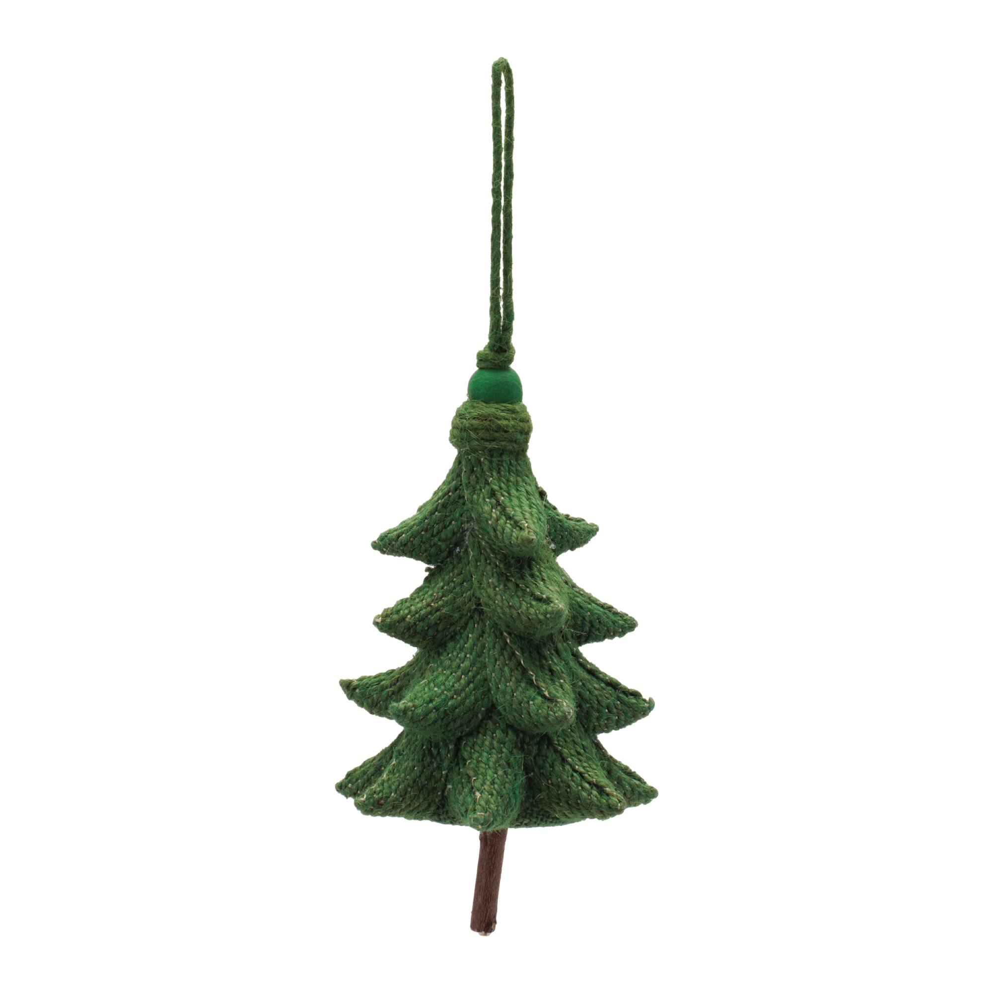 Melrose 5.5" Green Rustic Tree Ornaments, 4ct.