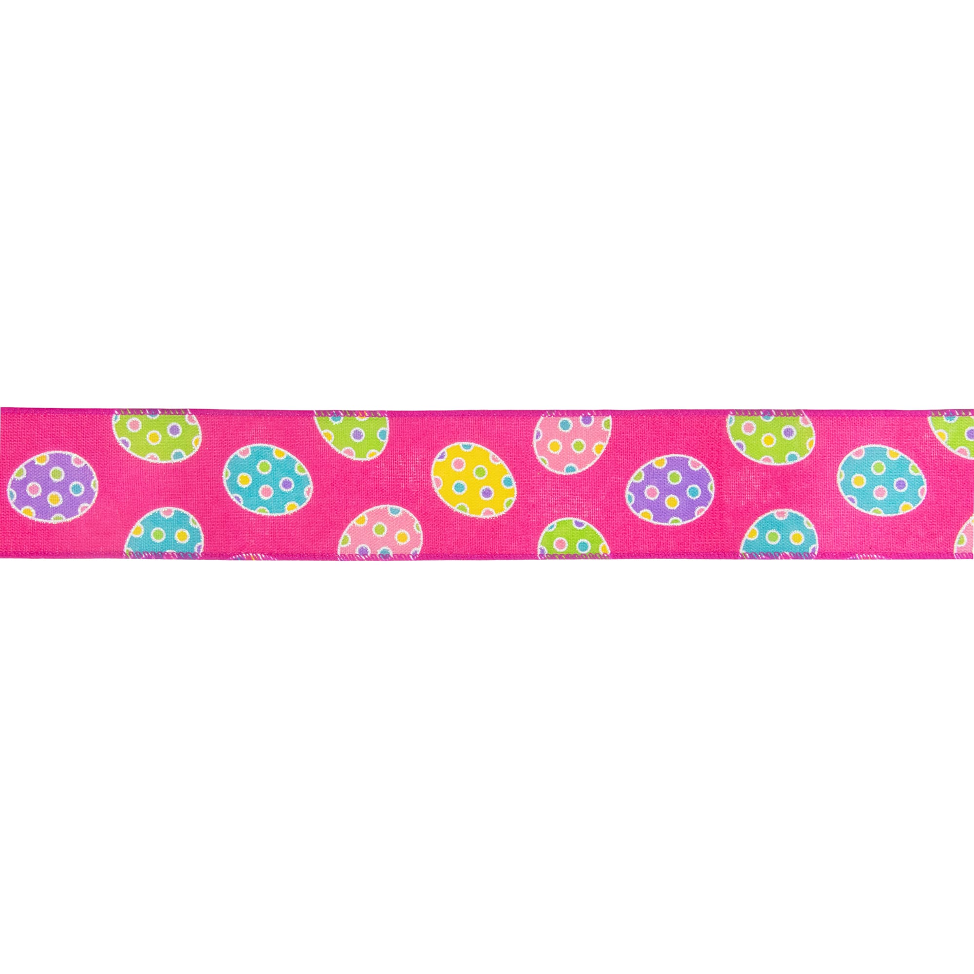 2.5" x 10yd. Pink Easter Egg Design Wired Spring Craft Ribbon