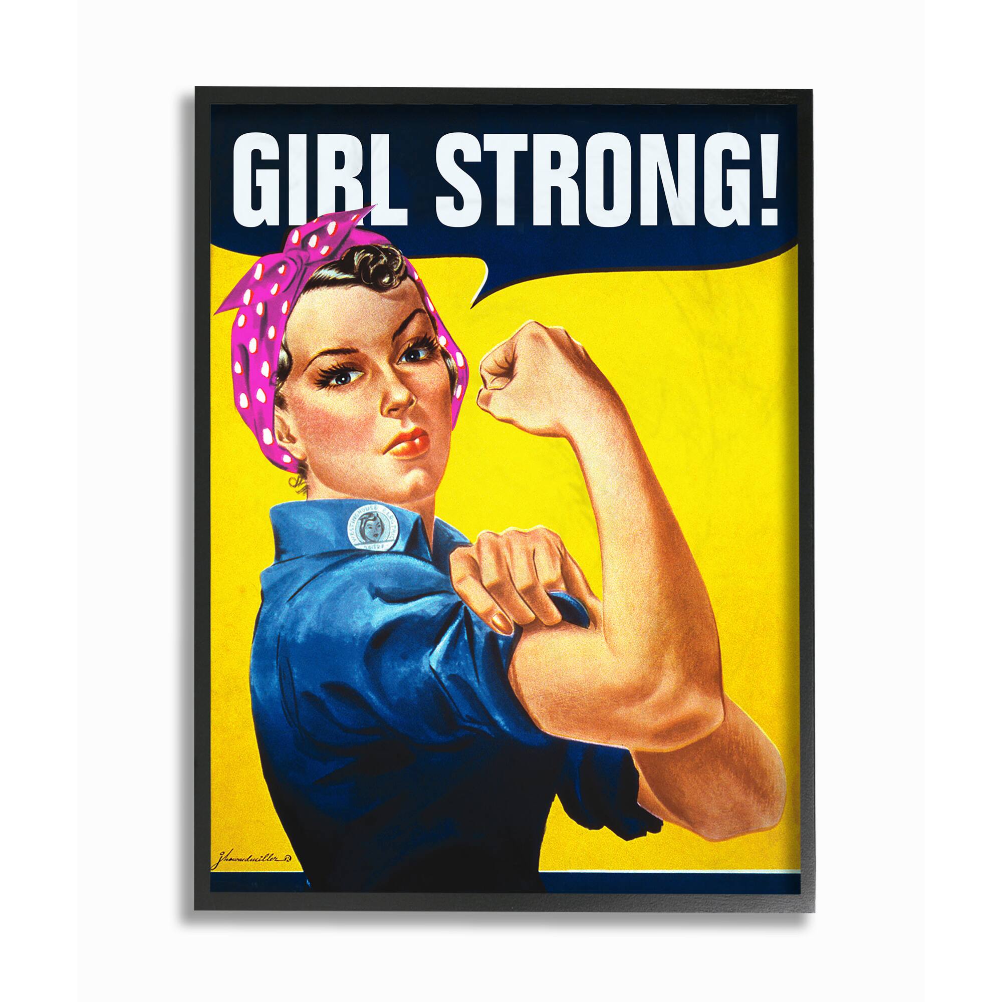 Stupell Industries Girl Strong Vintage Poster Wall Accent with Black Frame