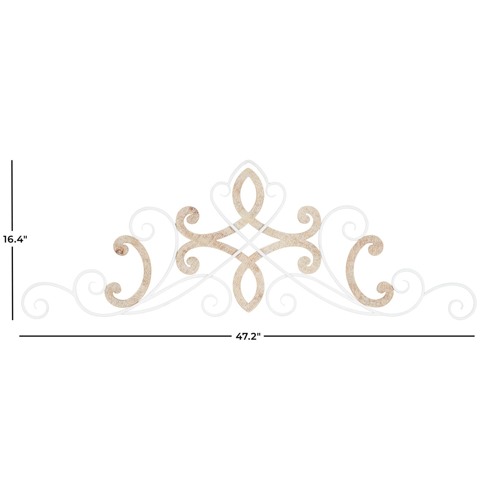 47" x 16" White & Brown Wooden Scroll Wall Décor