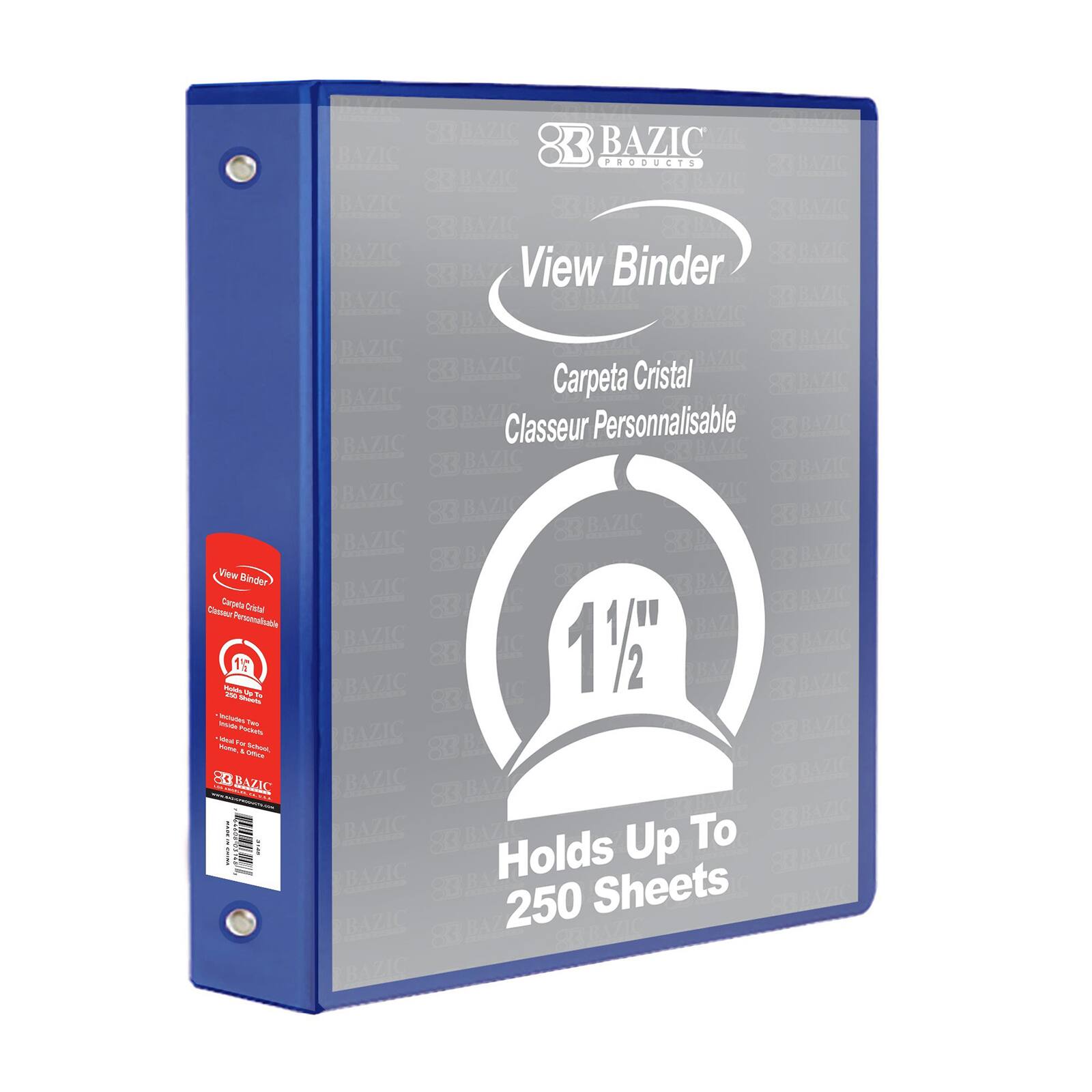 BAZIC® 3 Ring View Binder with Pockets