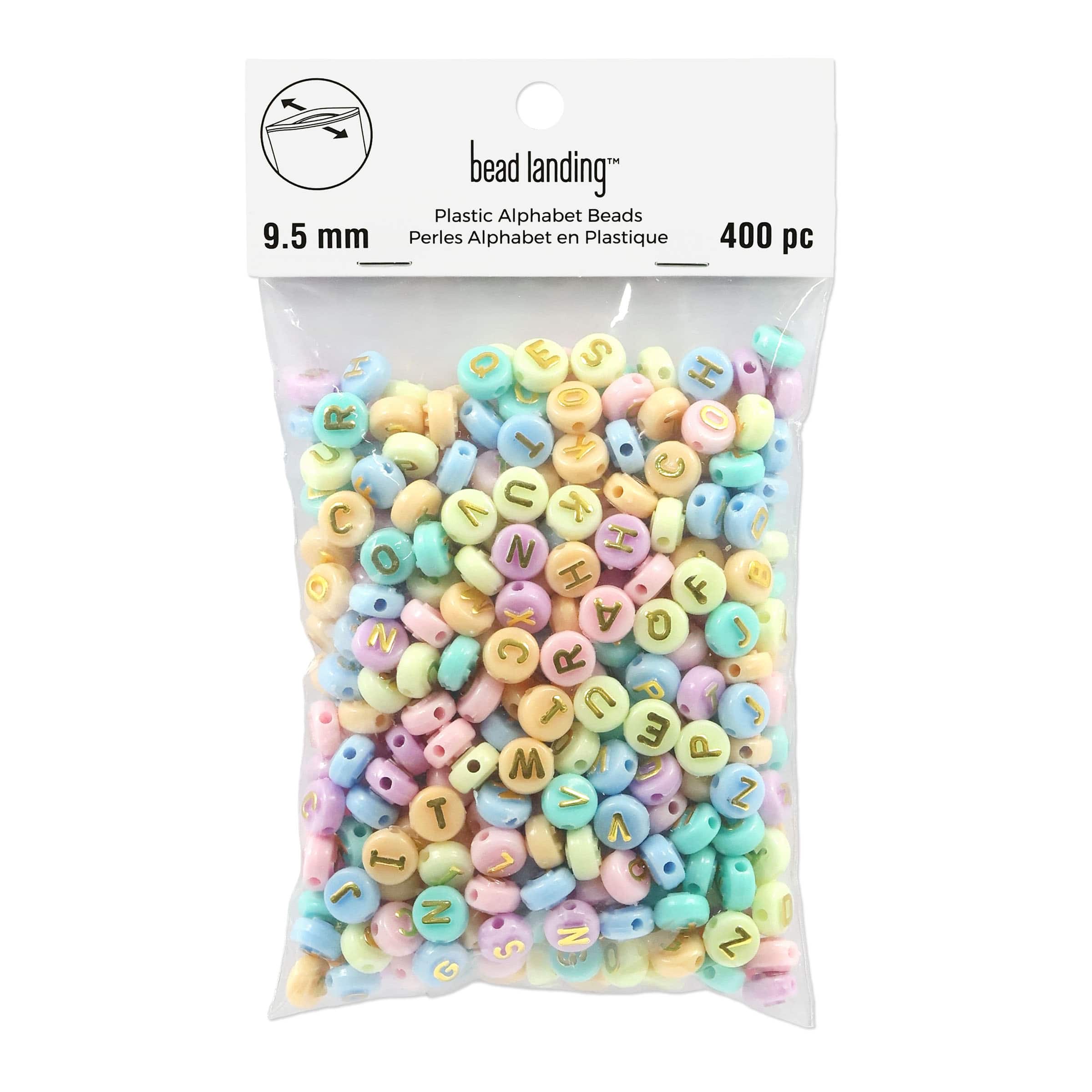 9.5mm Pastel Round Plastic Alphabet Beads, 400ct. by Bead Landing™