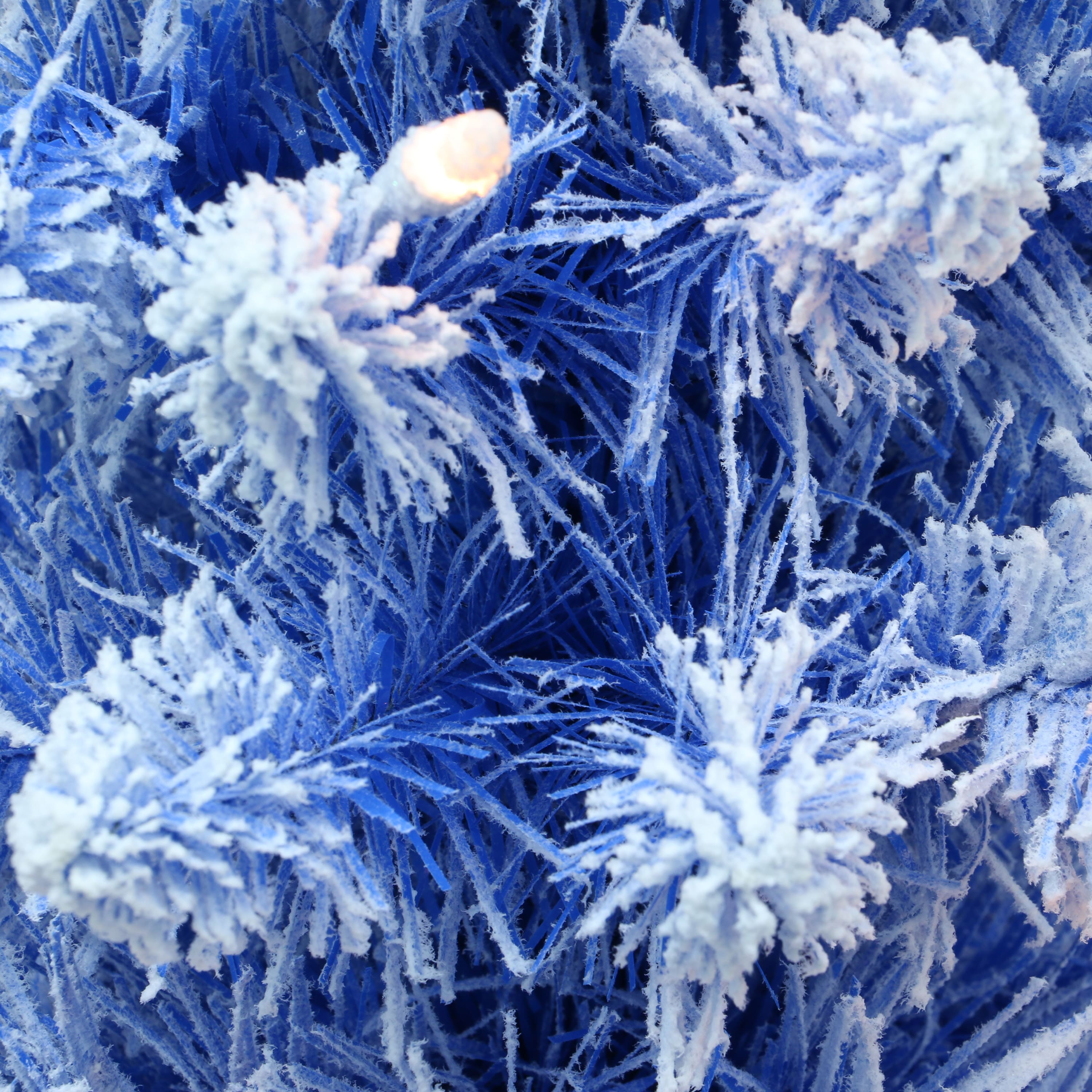 7.5ft. Pre-Lit Flocked Blue Artificial Christmas Tree, Clear Lights