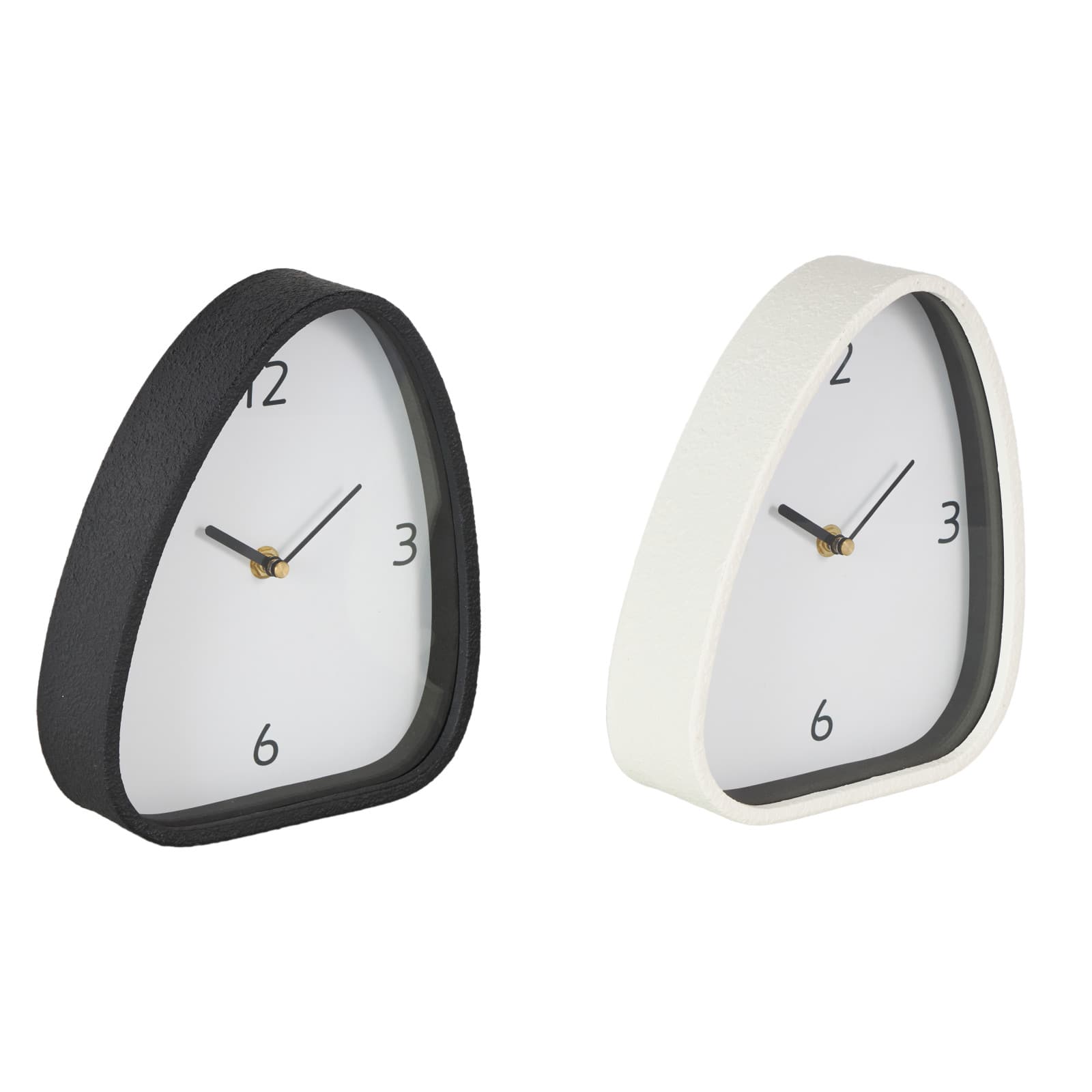 8.75" Black & White Textured Metal Decorative Mantel Clock Set