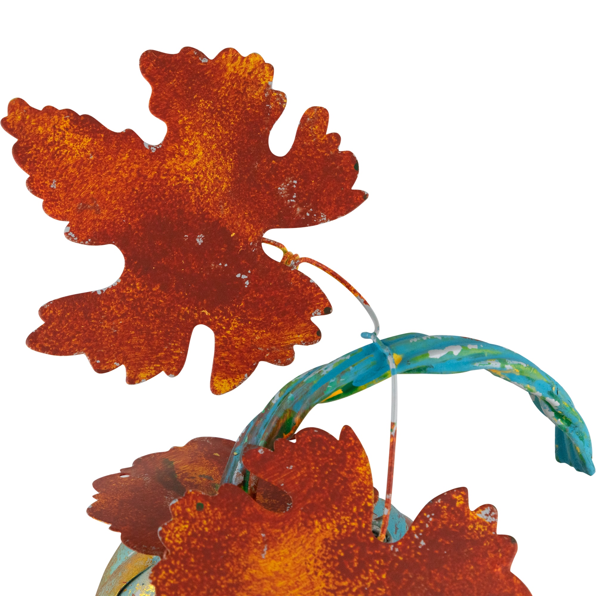 14" Orange & Green Elongated Autumn Pumpkin Tabletop Décor