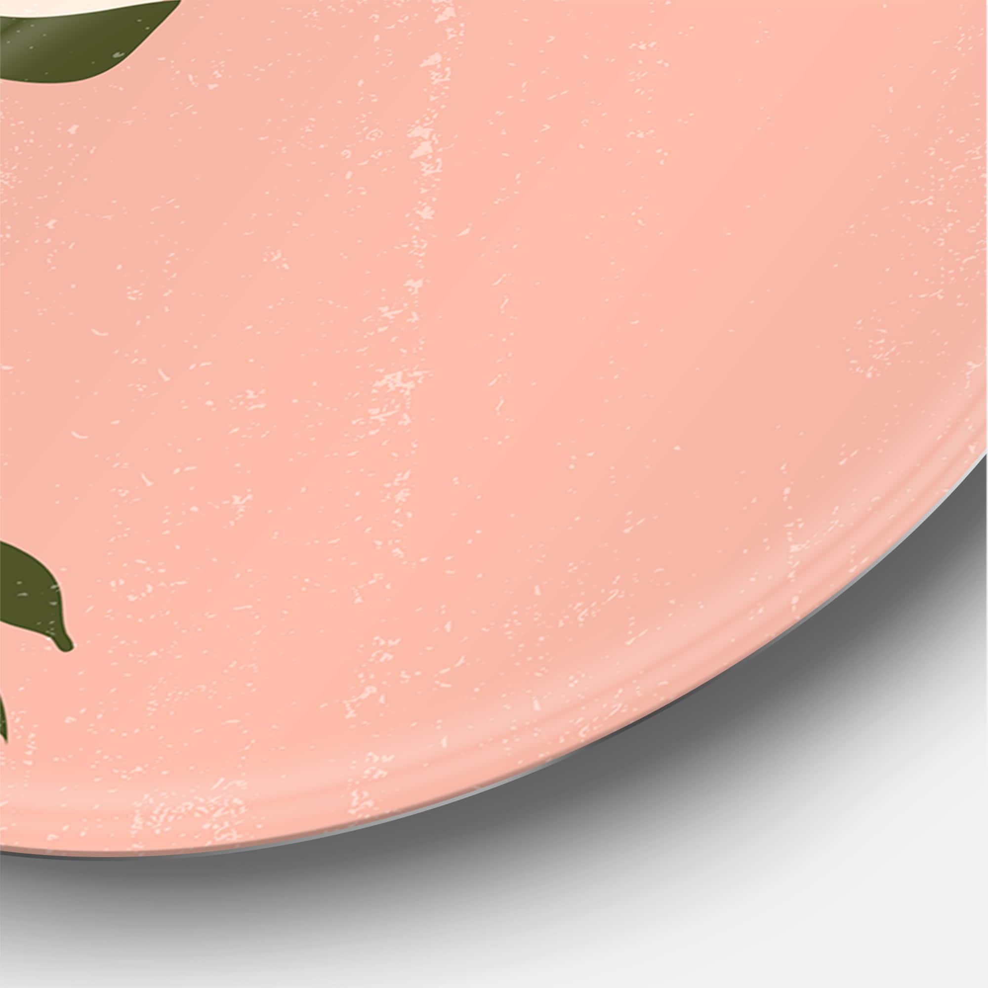 Designart - Abstract Geometrical Sun and Moon With Leaf VI - Modern Metal Circle Wall Art