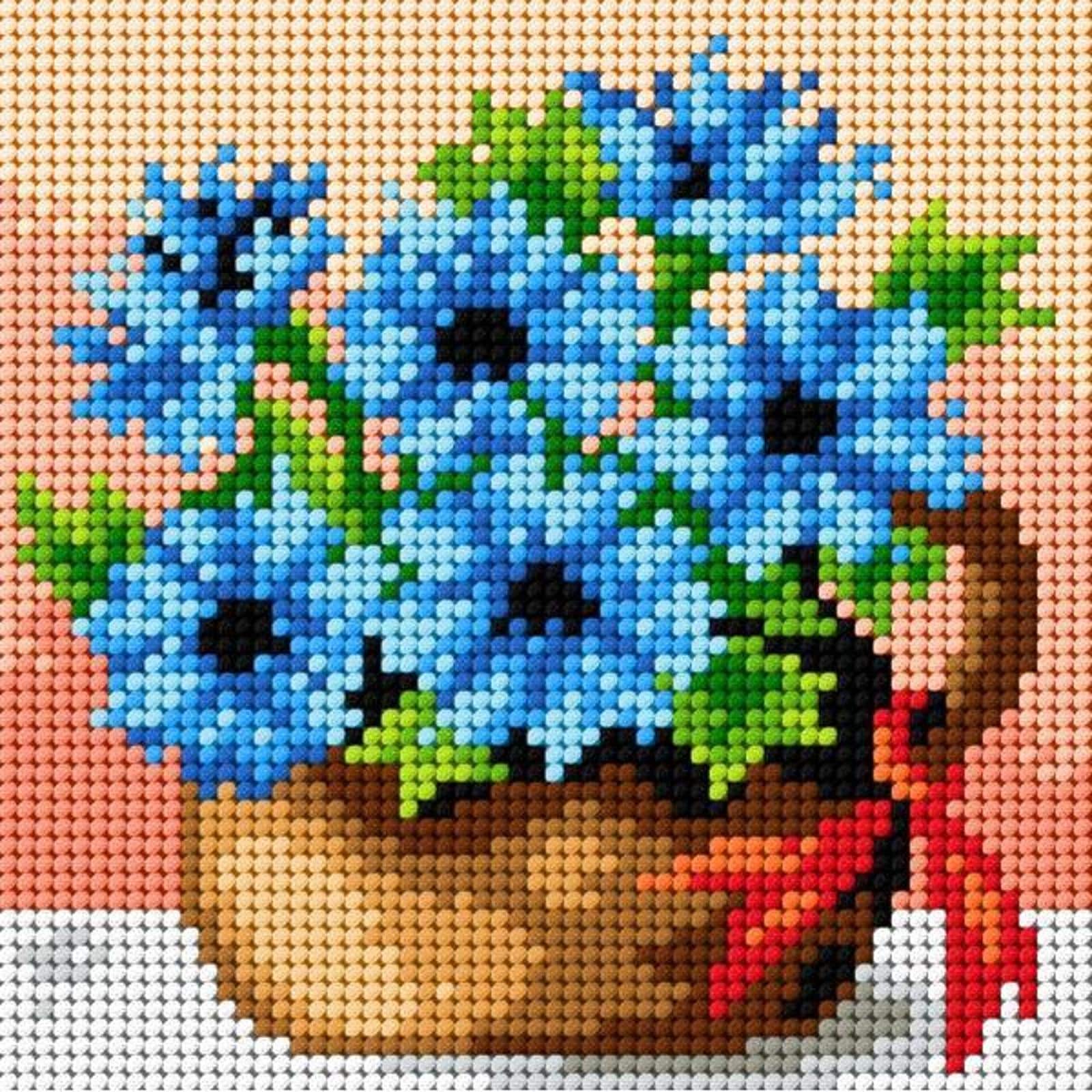 Orchidea Basket Of Cornflowers Gobelin Canvas For Halfstitch Without Yarn