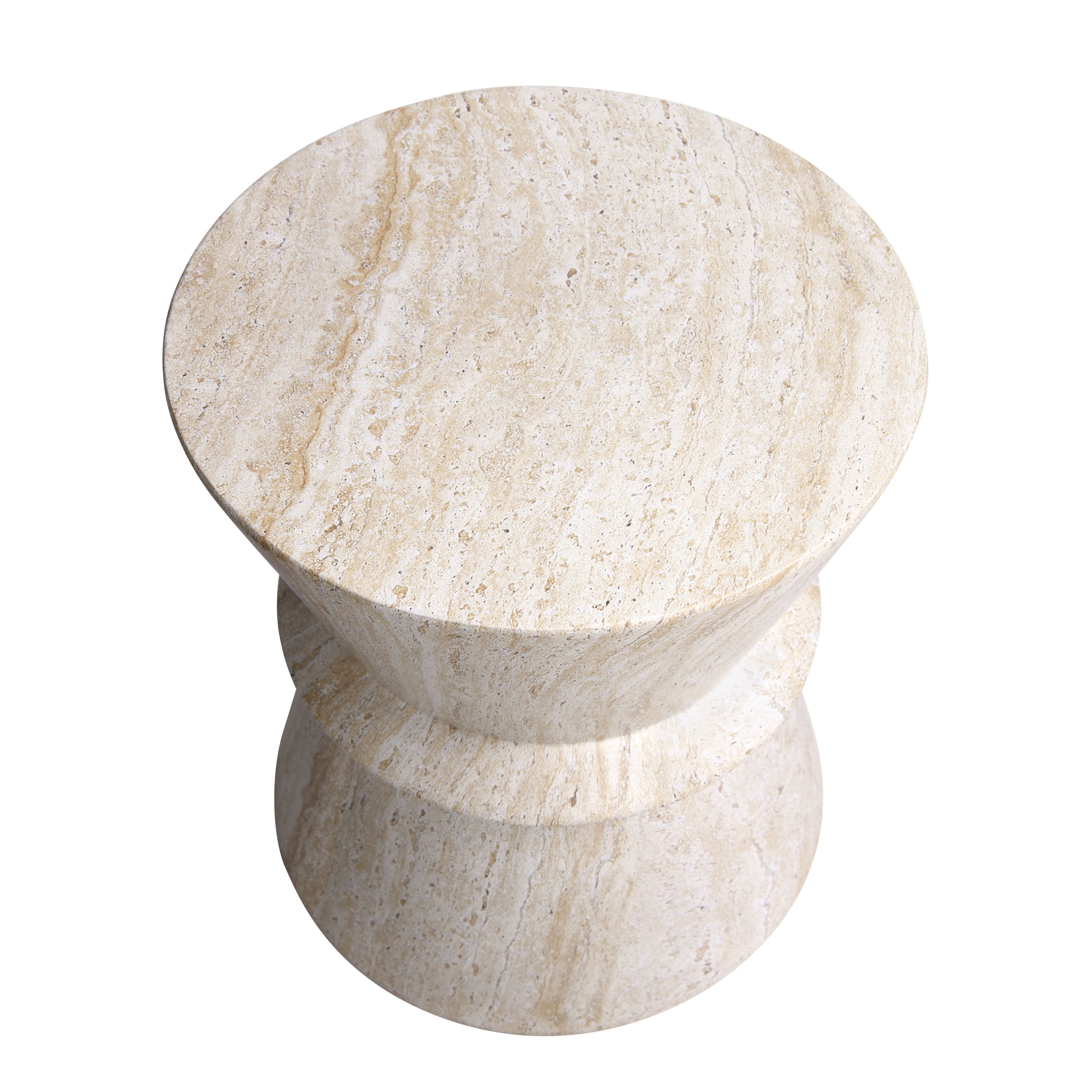 Empire Art Direct 18" Hourglass Travertine Stone Finish MGO Side Accent Table