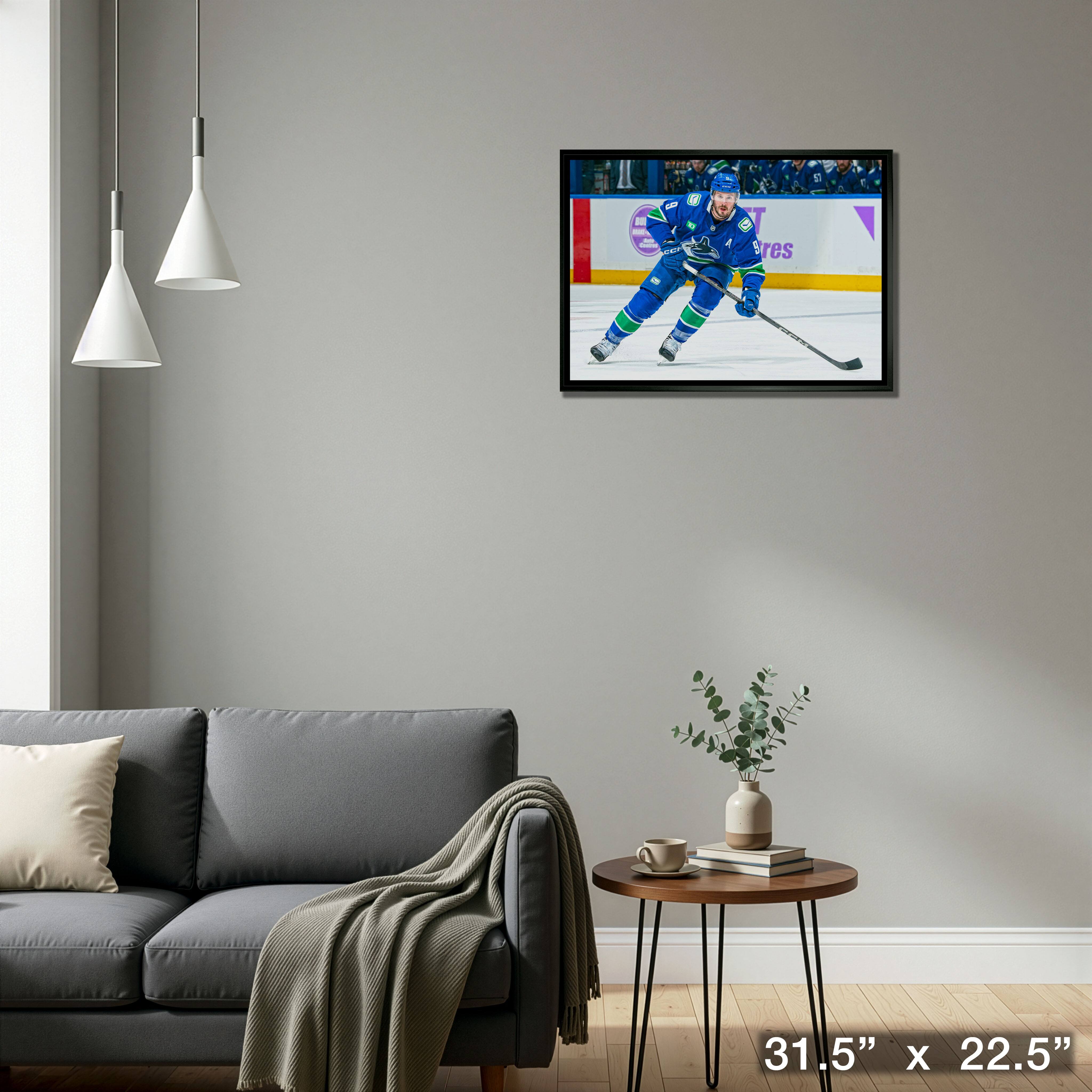 Jonathan Tanner Miller 20" x 29" Framed Canvas Vancouver Canucks 31.5" x 22.5"
