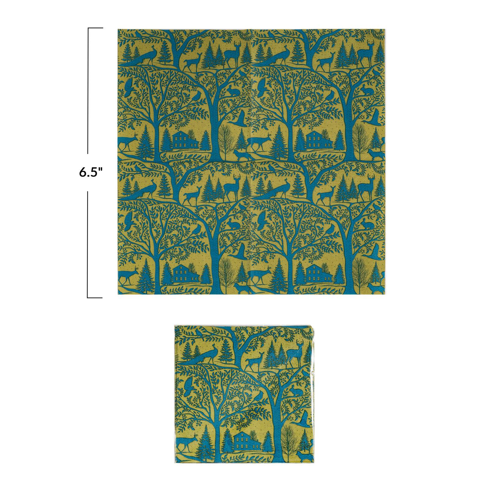 Hello Honey® 6.5" Blue & Gold Landscape Square Paper Napkins, 50ct.