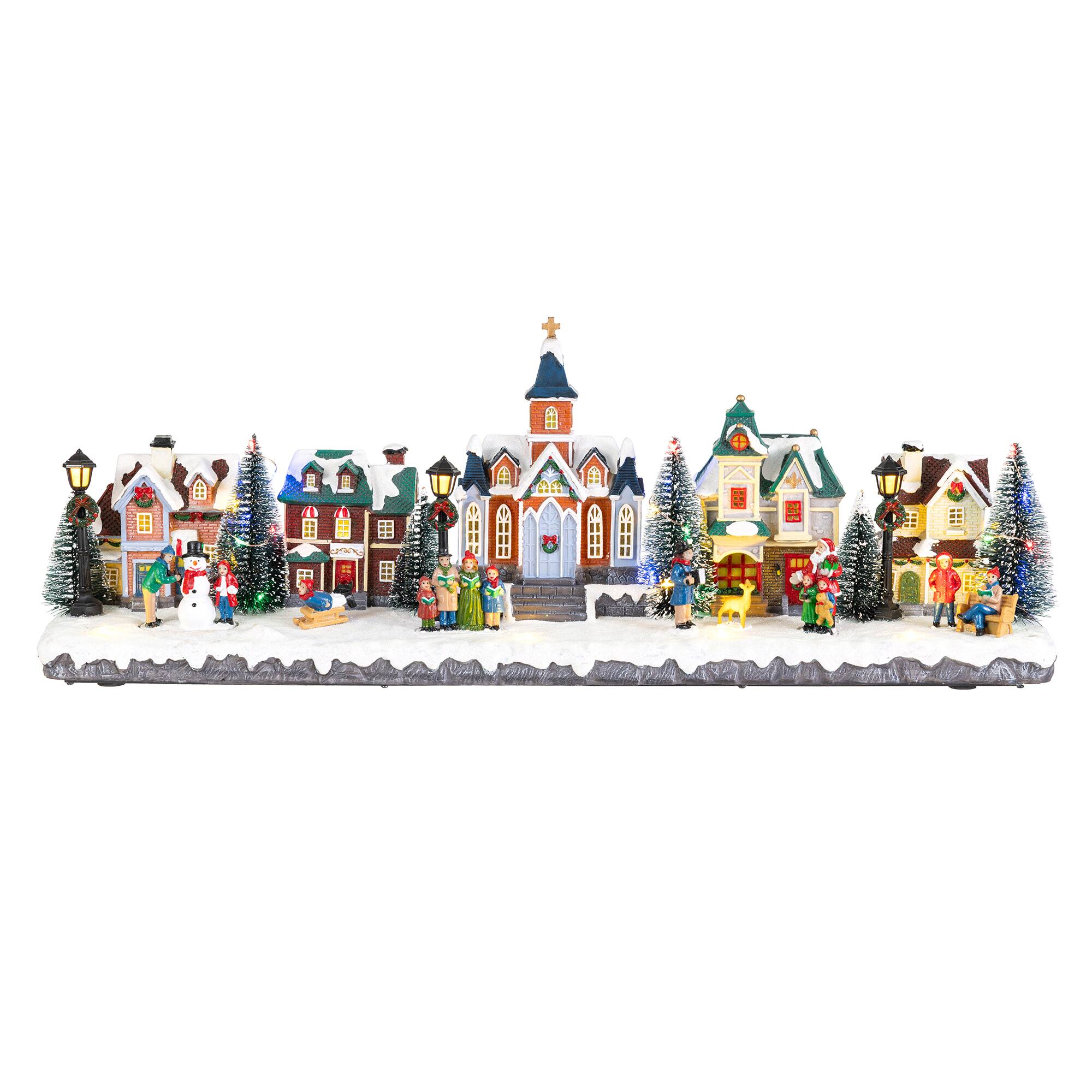 Glitzhome® 22" Lighted Christmas Santa Musical Resin Village with Timer