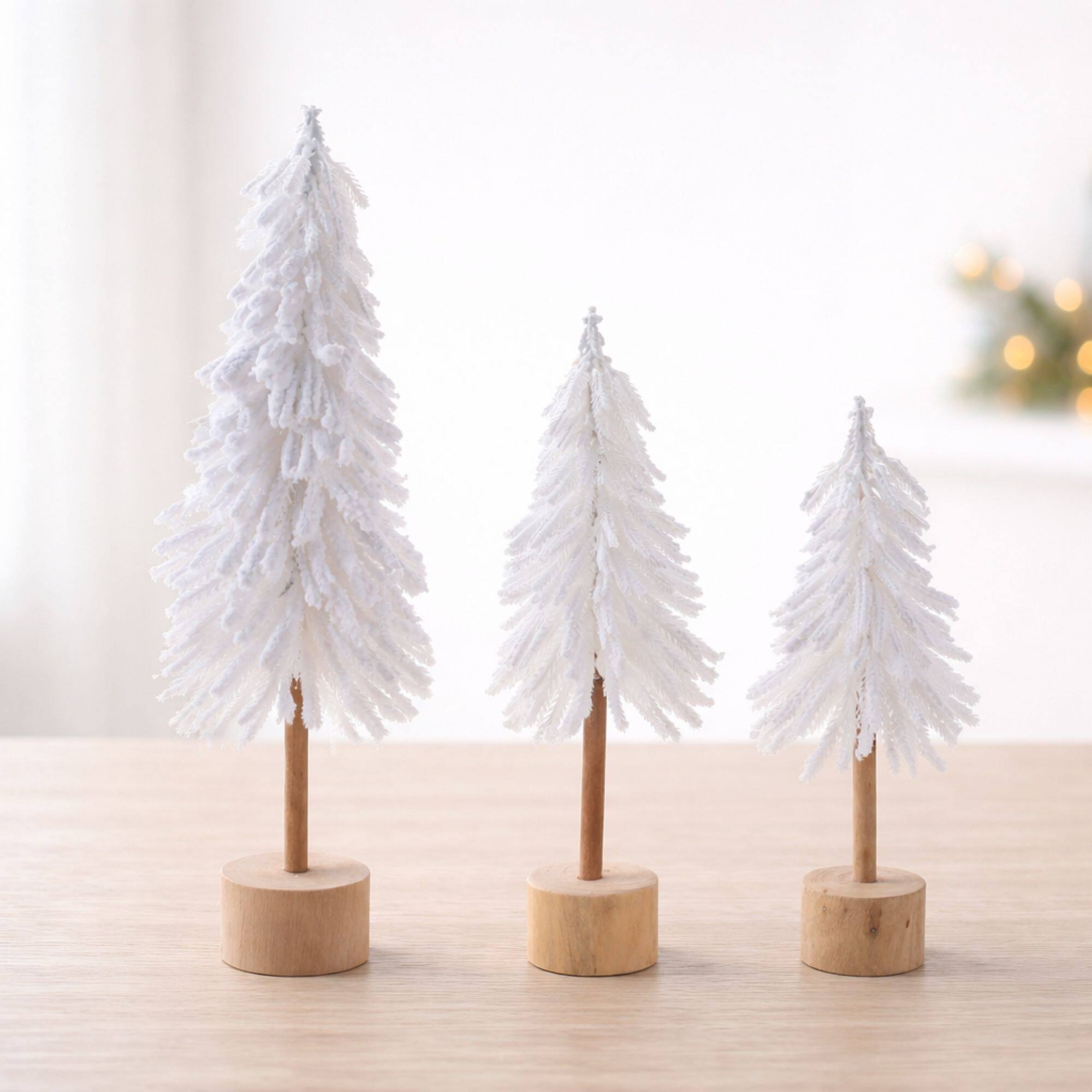 Melrose White Flocked Pine Tree Tabletop Décor Set