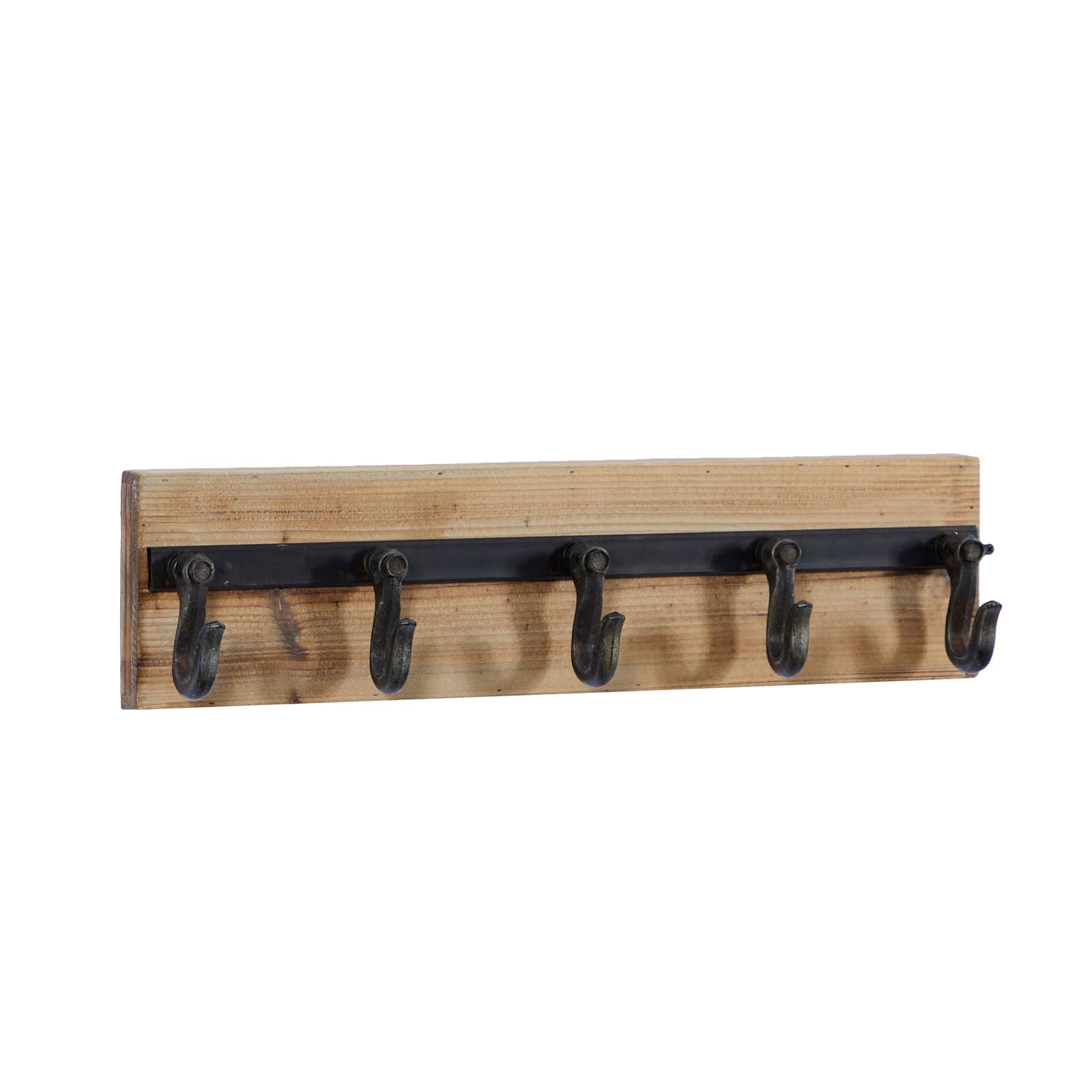 Brown Wood Industrial Wall Hooks, 6" x 24" x 4"