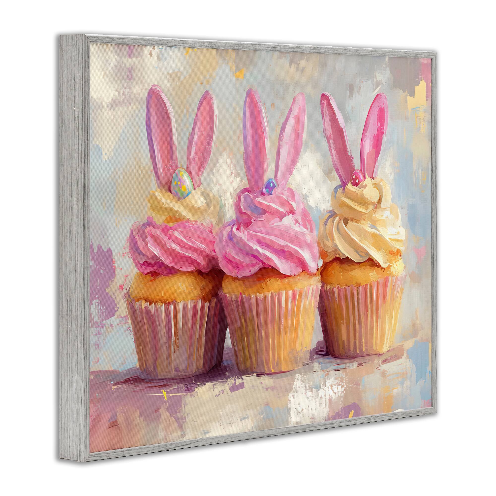 Stupell Industries Pastel Bunny Ear Cupcakes Framed Giclée Wall Art