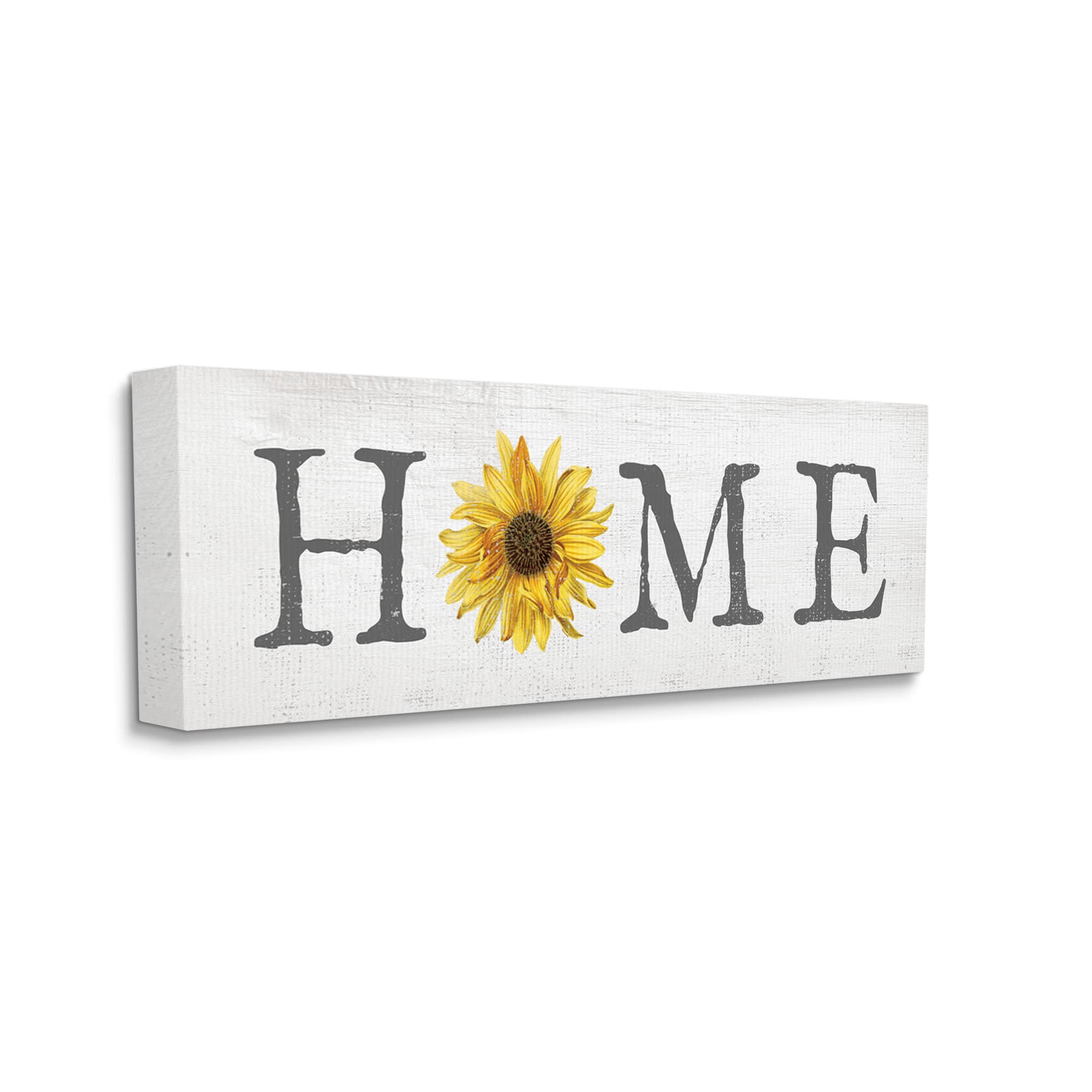 Stupell Industries Rustic Home Text Yellow Sunflower Accent Canvas Wall Art