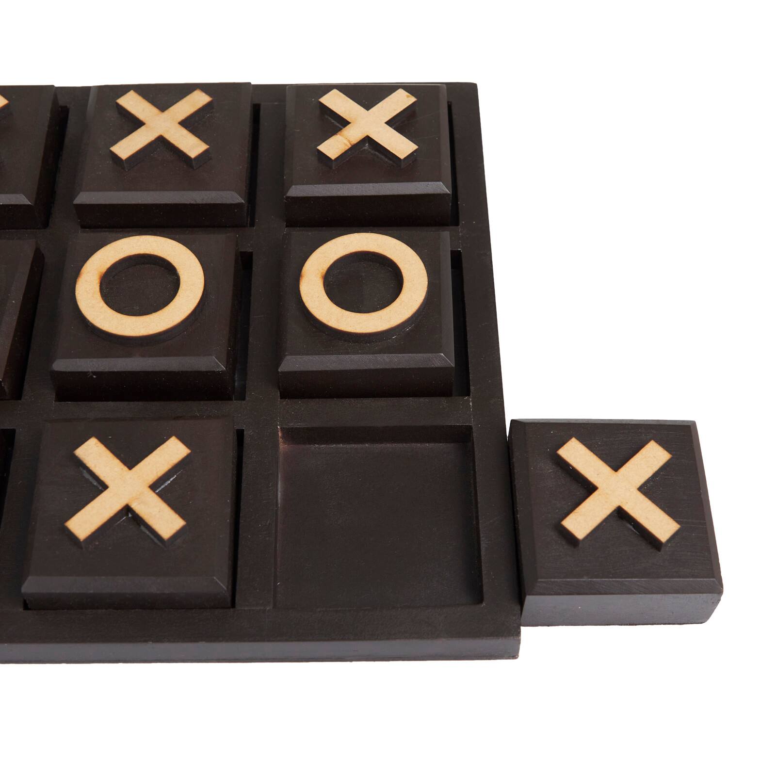 10" Black Wood Tic-Tac-Toe Game Set