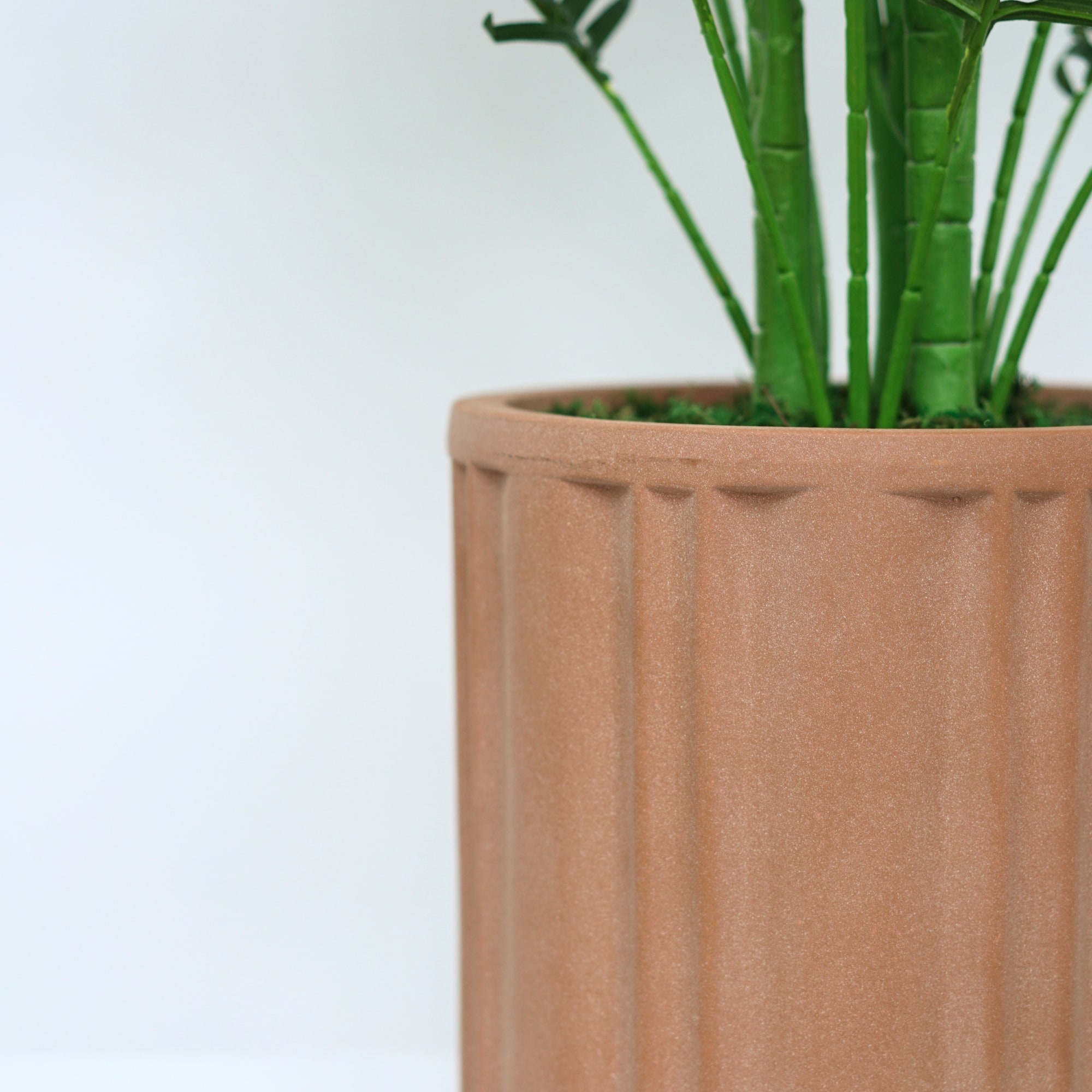 House of Silk Flowers 54" Faux Areca Palm in Matte Paneled Terracotta Ceramic Planter