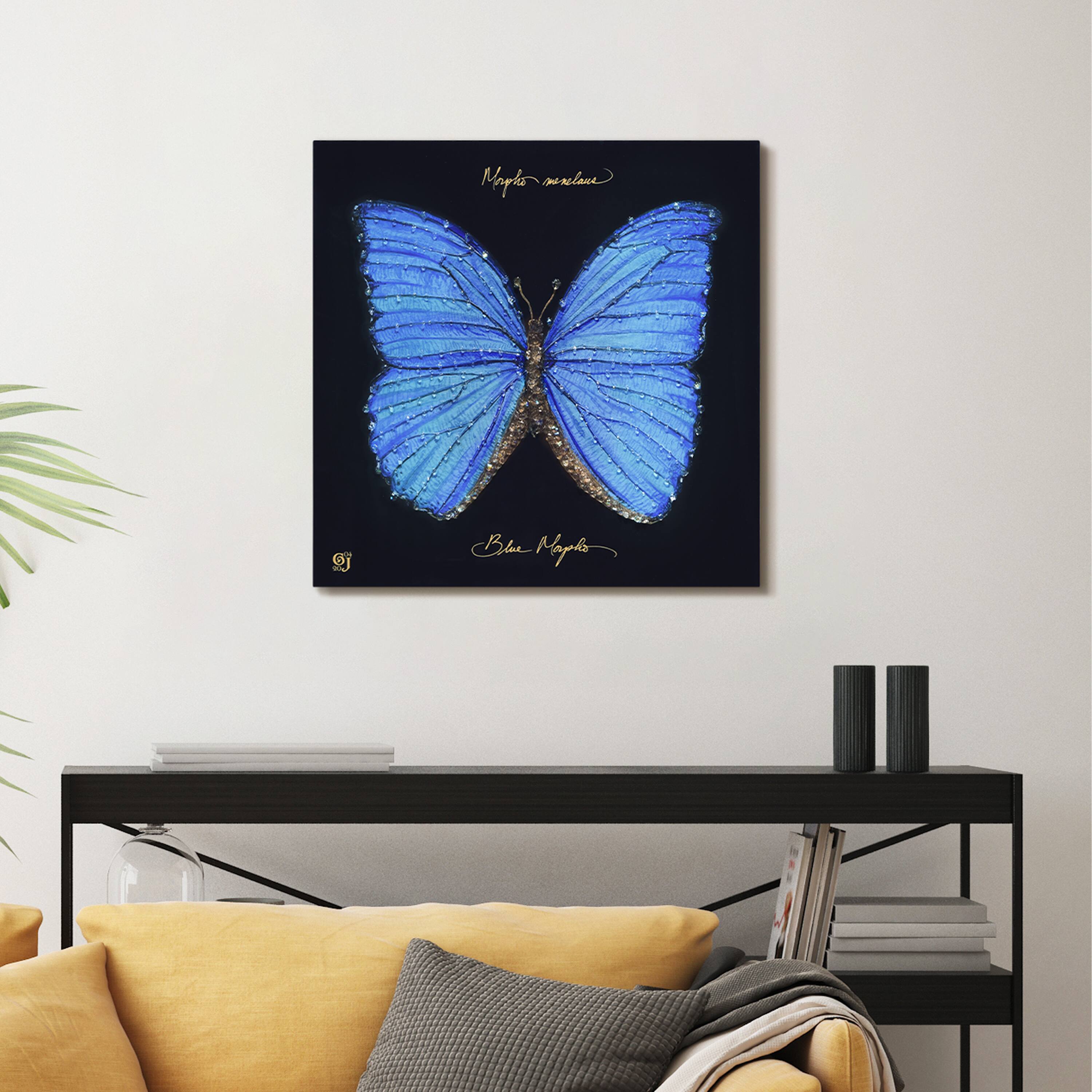 Empire Art Direct 24" x 24" Blue Monarch Elegance I Crystallus Gallery Epoxy Coated Wrapped Canvas Wall Art