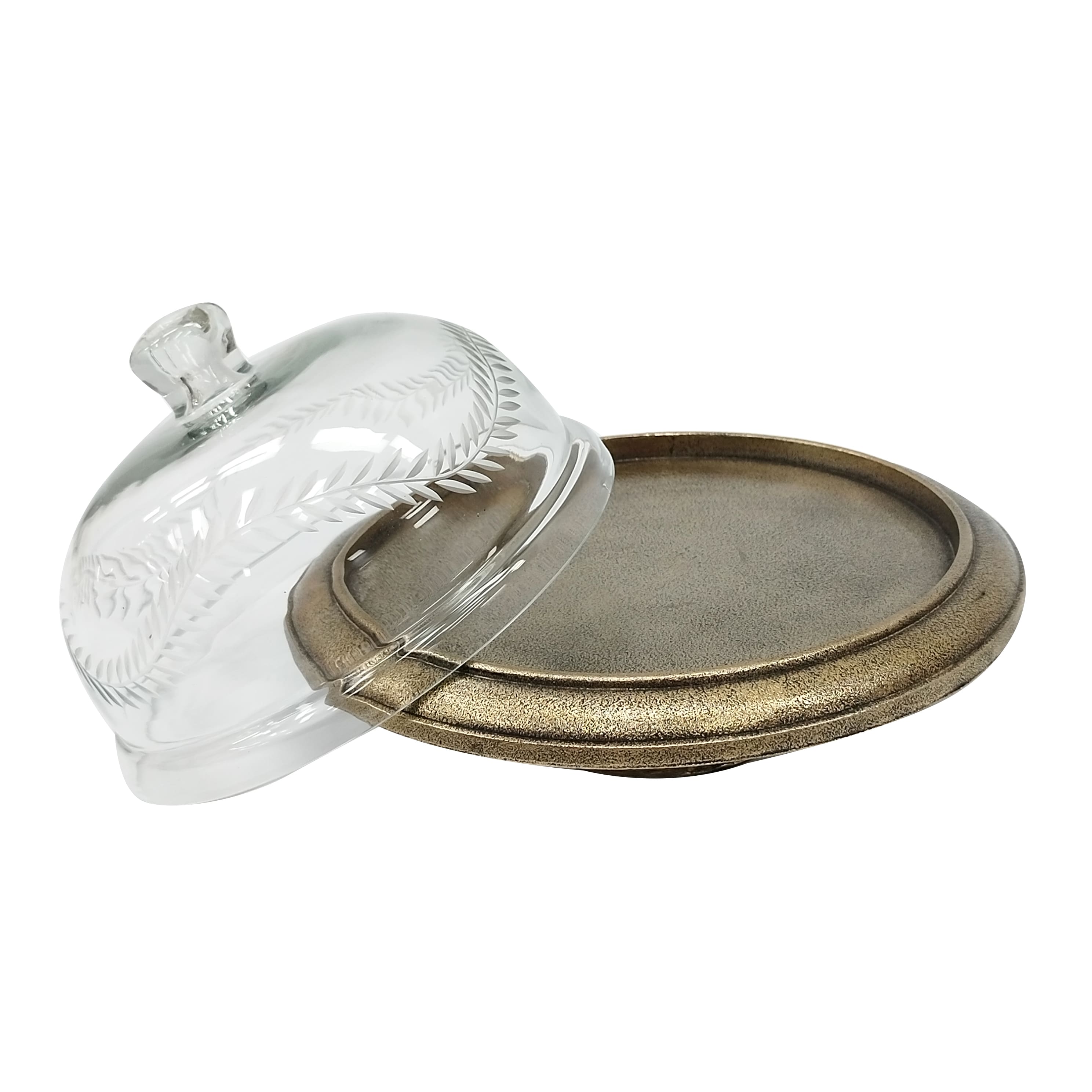 10" x 7" Metal Cake Stand with Glass Cloche by Ashland®
