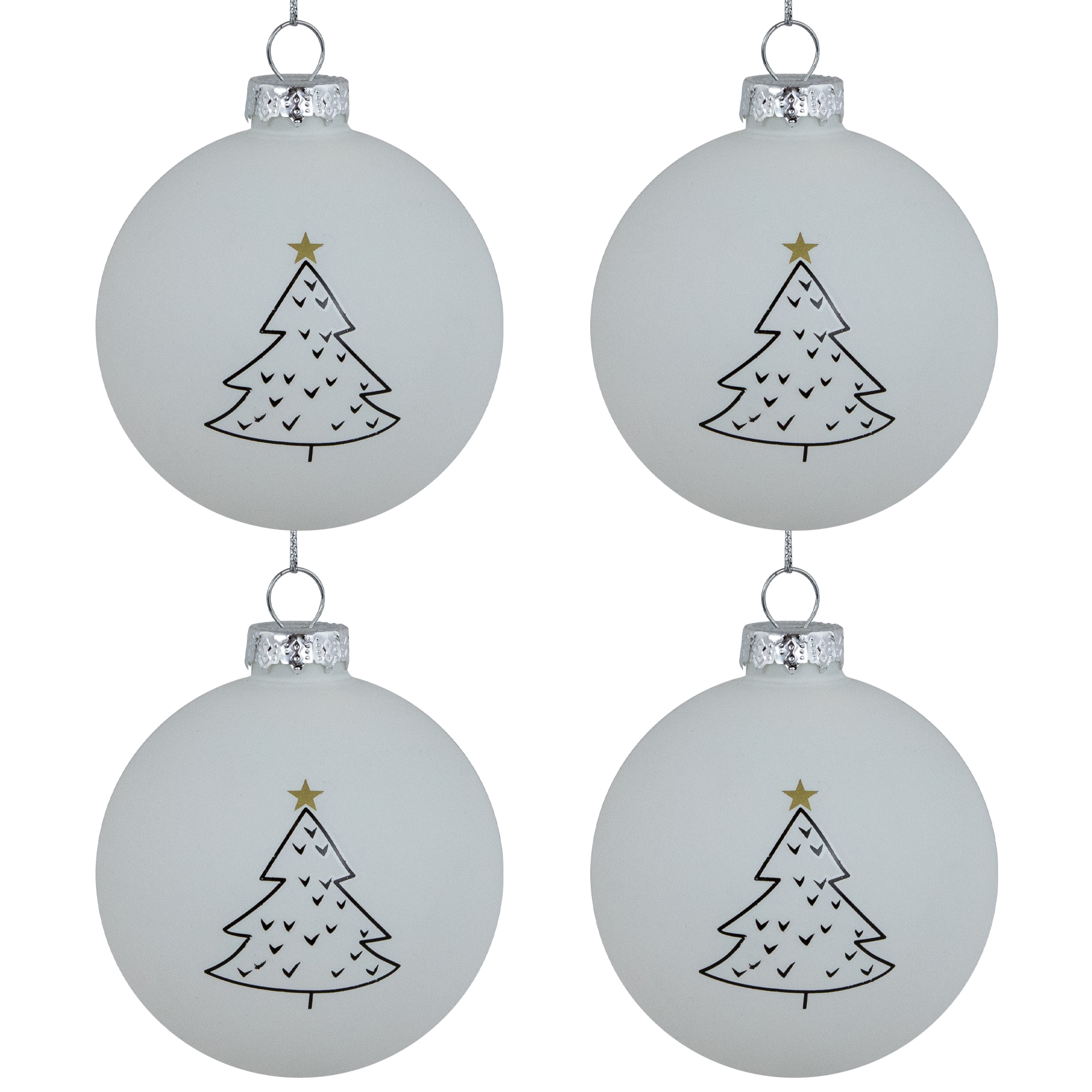 Northlight 3" White Matte Christmas Tree Glass Ball Ornaments, 4ct. | Michaels®