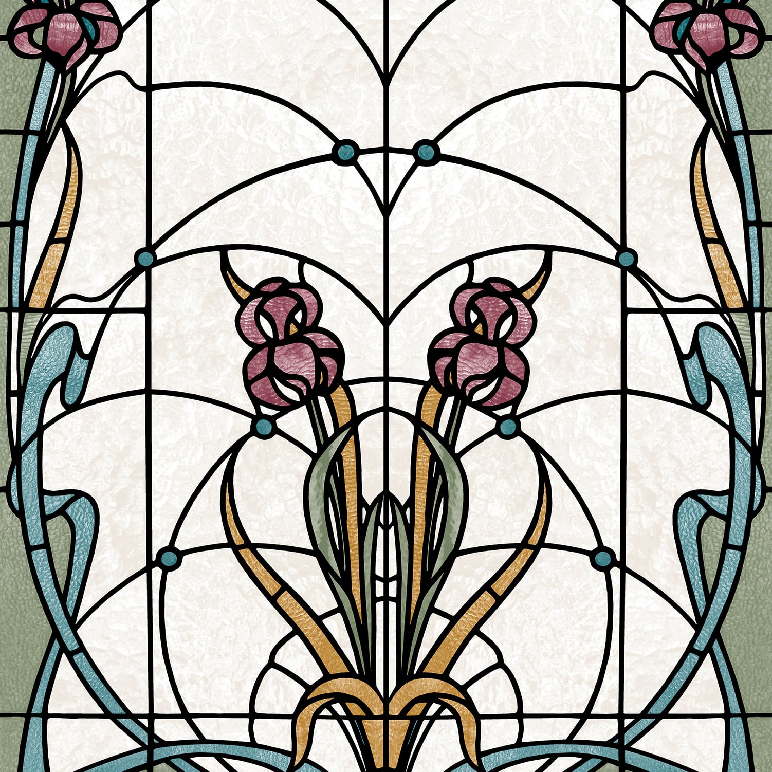Designs Direct Floral Stained Glass Flower Wallpaper